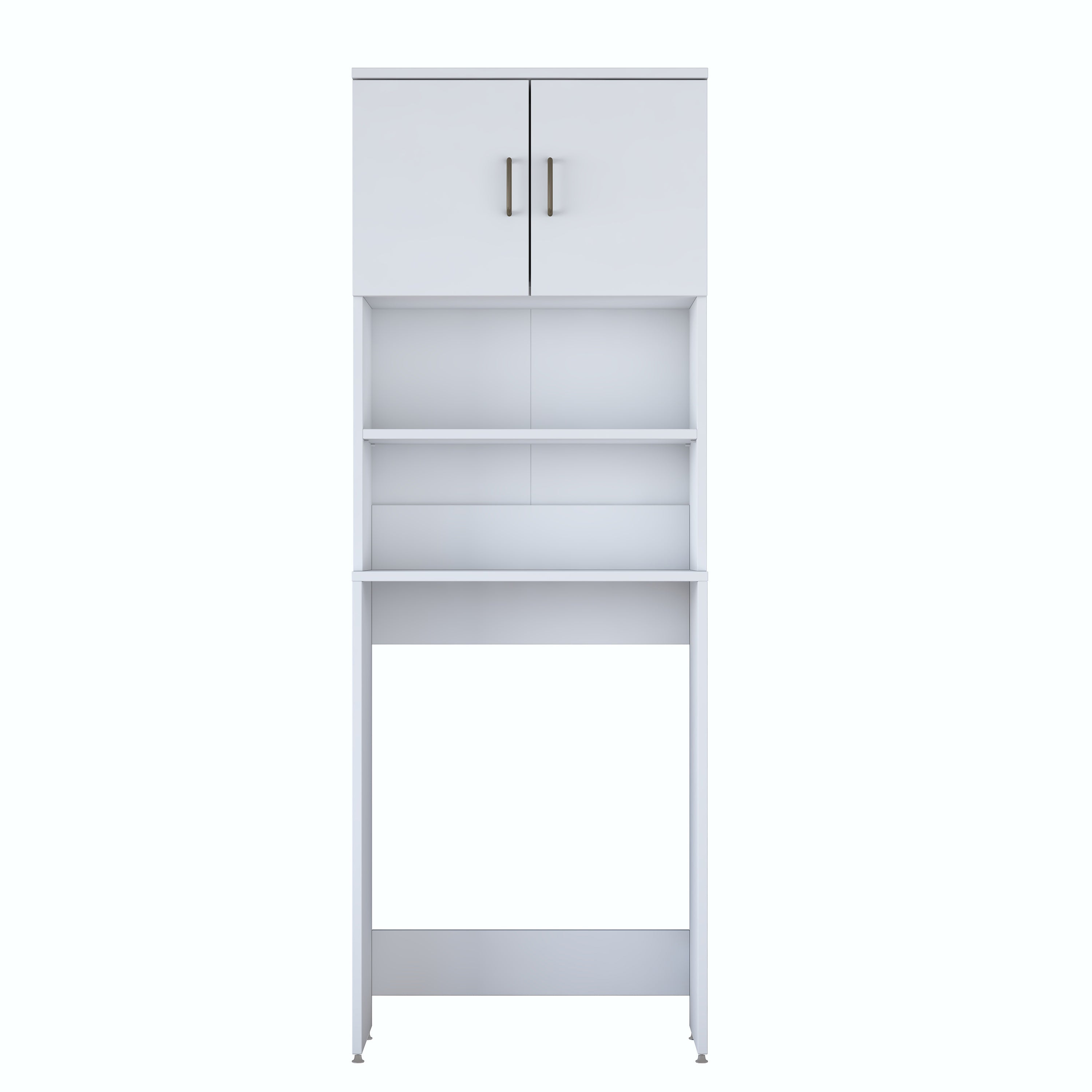 Rani KD140 Çamaşır Makinesi Dolabı 2 Kapaklı 2 Raflı Banyo Dolabı Beyaz