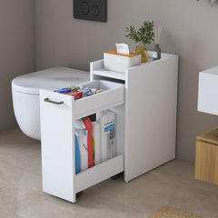 Rani KC108 Banyo Dolabı Tekerlekli Raflı Çekmeceli Çok Amaçlı Dolap Beyaz