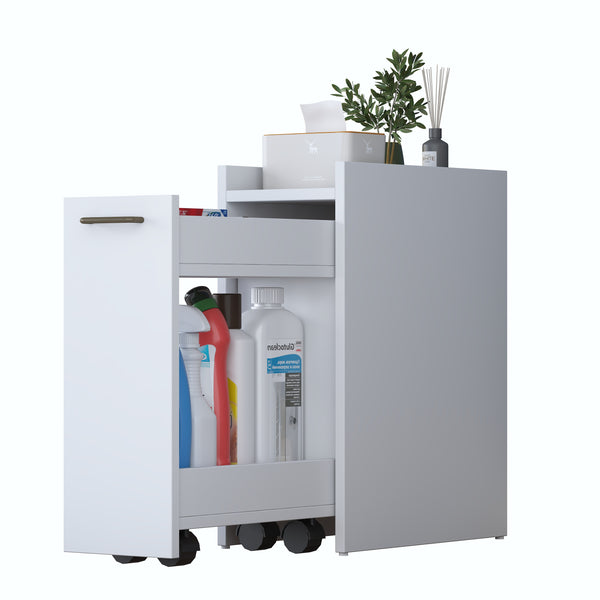 Rani KC108 Banyo Dolabı Tekerlekli Raflı Çekmeceli Çok Amaçlı Dolap Beyaz
