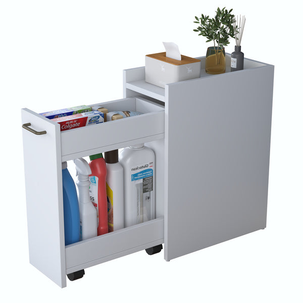 Rani KC108 Banyo Dolabı Tekerlekli Raflı Çekmeceli Çok Amaçlı Dolap Beyaz