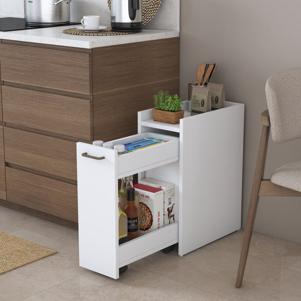 Rani KC108 Banyo Dolabı Tekerlekli Raflı Çekmeceli Çok Amaçlı Dolap Beyaz