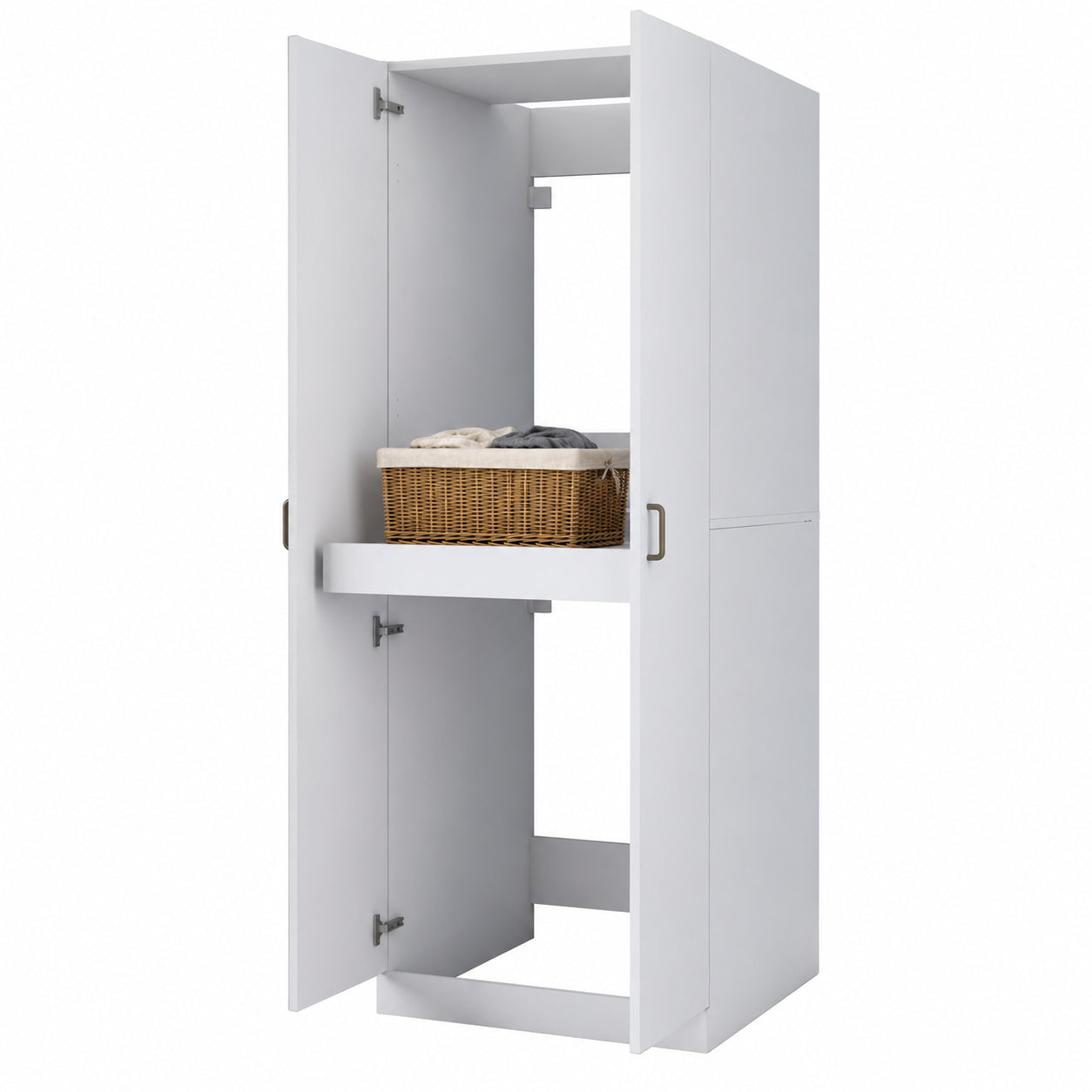 Rani KD125 Çamaşır Makinesi Dolabı 2 Kapaklı Raflı Çekmeceli Banyo Dolabı Beyaz