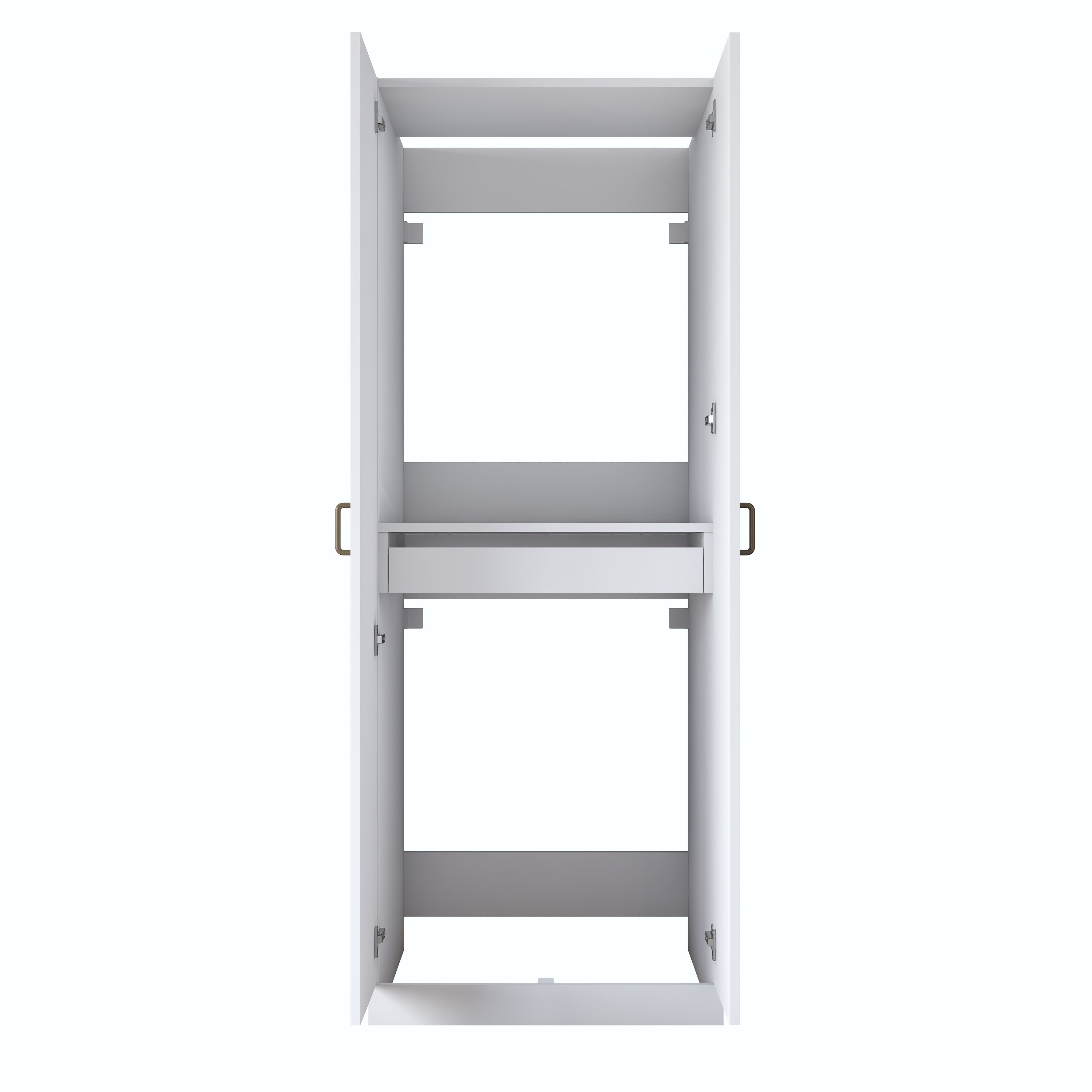 Rani KD125 Çamaşır Makinesi Dolabı 2 Kapaklı Raflı Çekmeceli Banyo Dolabı Beyaz