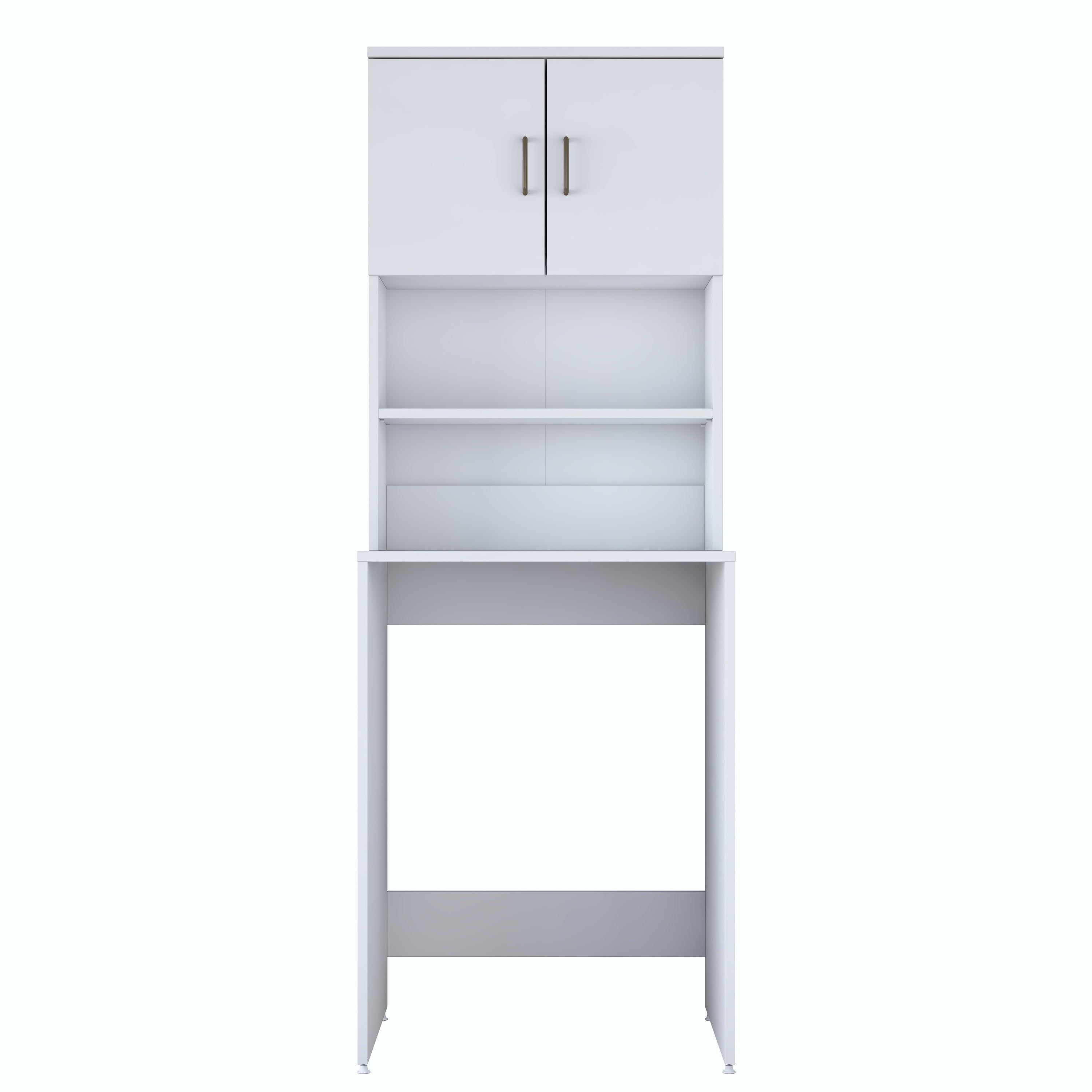 Rani KD137 Çamaşır Makinesi Dolabı 2 Kapaklı 2 Raflı Banyo Dolabı Beyaz