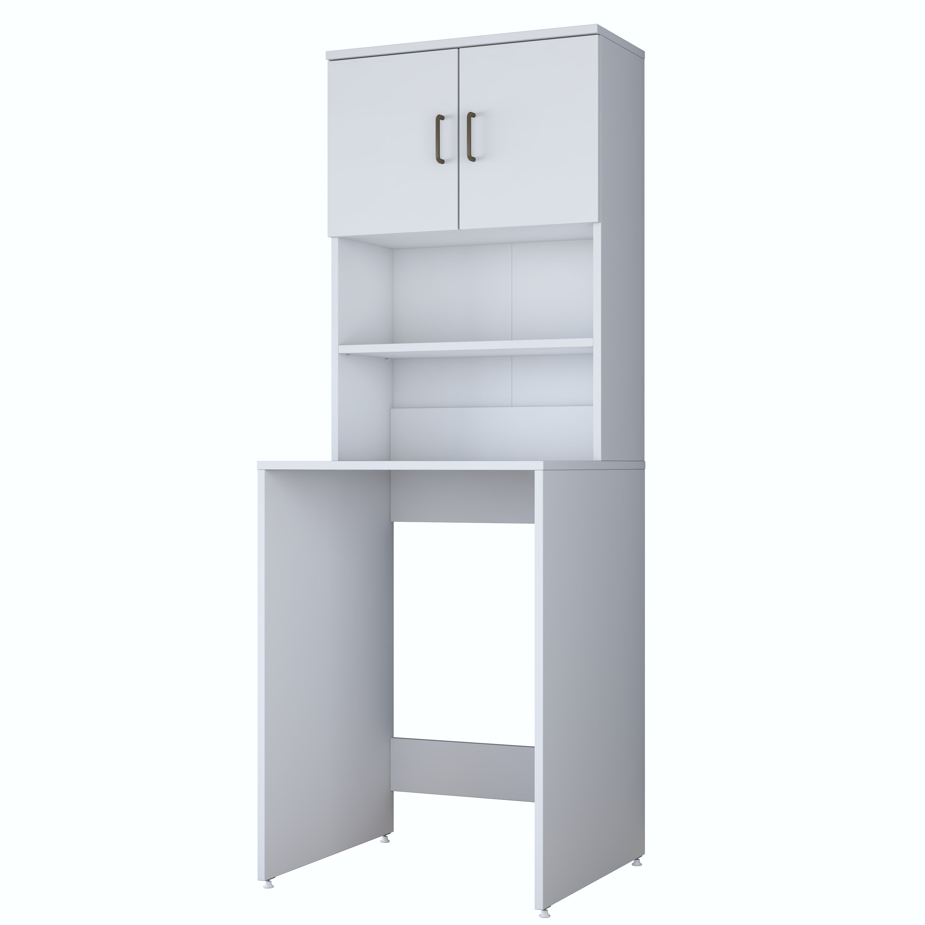 Rani KD137 Çamaşır Makinesi Dolabı 2 Kapaklı 2 Raflı Banyo Dolabı Beyaz