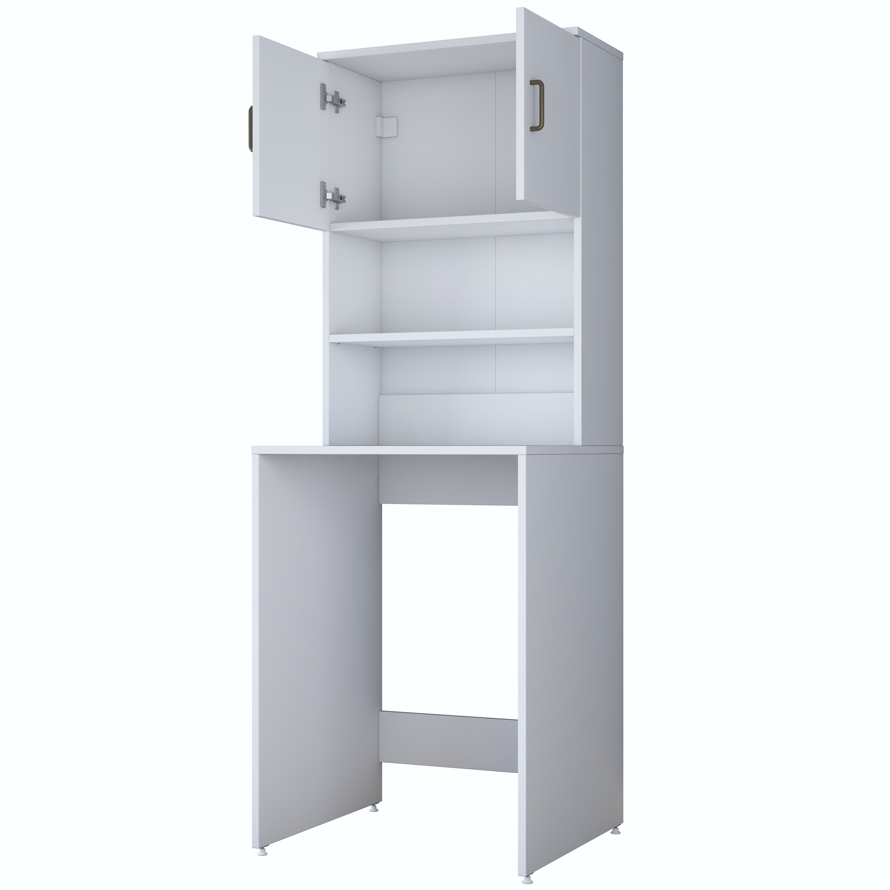 Rani KD137 Çamaşır Makinesi Dolabı 2 Kapaklı 2 Raflı Banyo Dolabı Beyaz