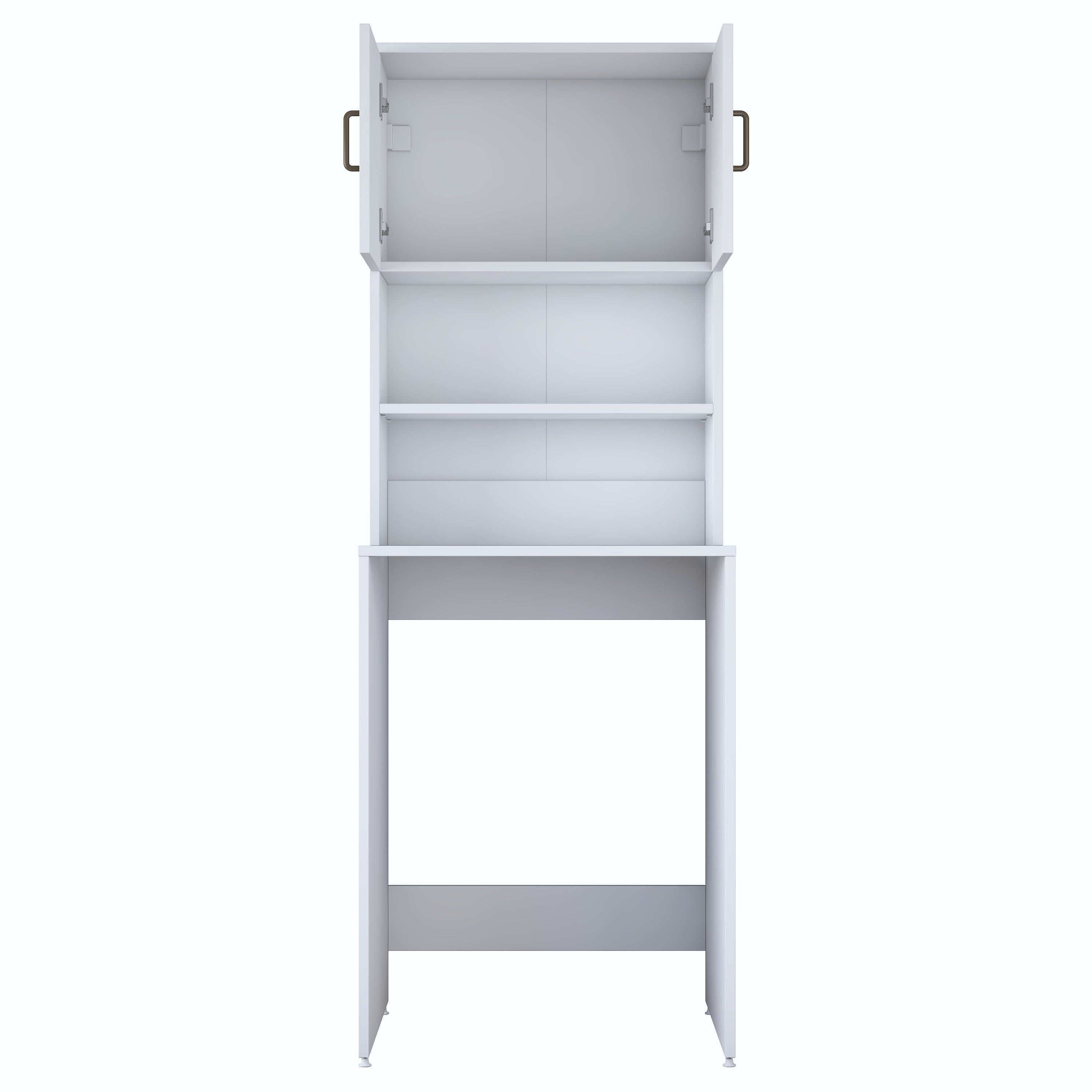 Rani KD137 Çamaşır Makinesi Dolabı 2 Kapaklı 2 Raflı Banyo Dolabı Beyaz