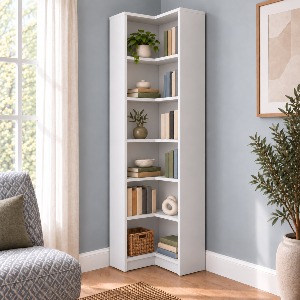 Rani HC147 Kitaplık 5 Raflı Çalışma Odası Kütüphane Modern Duvar Rafı Beyaz