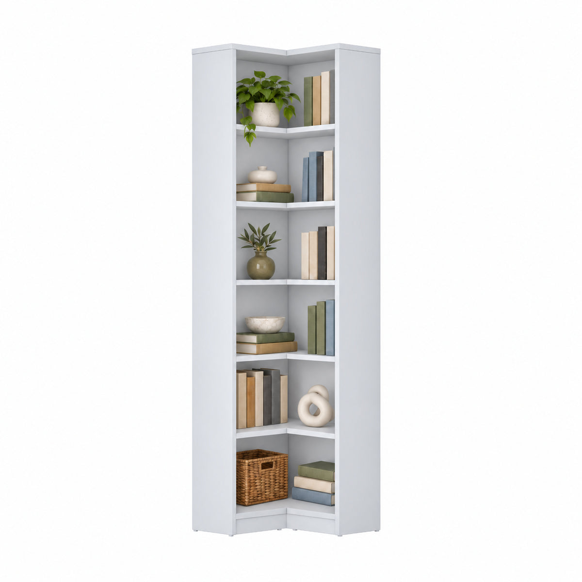 Rani HC147 Kitaplık 5 Raflı Çalışma Odası Kütüphane Modern Duvar Rafı Beyaz