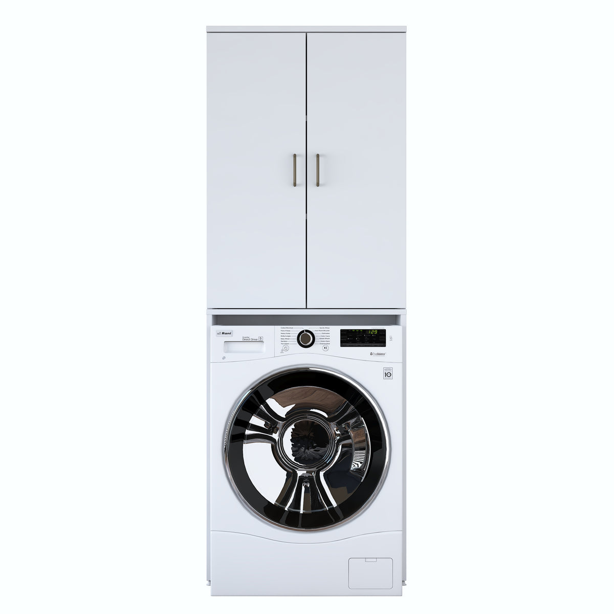 Rani KD138 Çamaşır Makinesi Dolabı 2 Kapaklı 2 Raflı Banyo Dolabı Beyaz