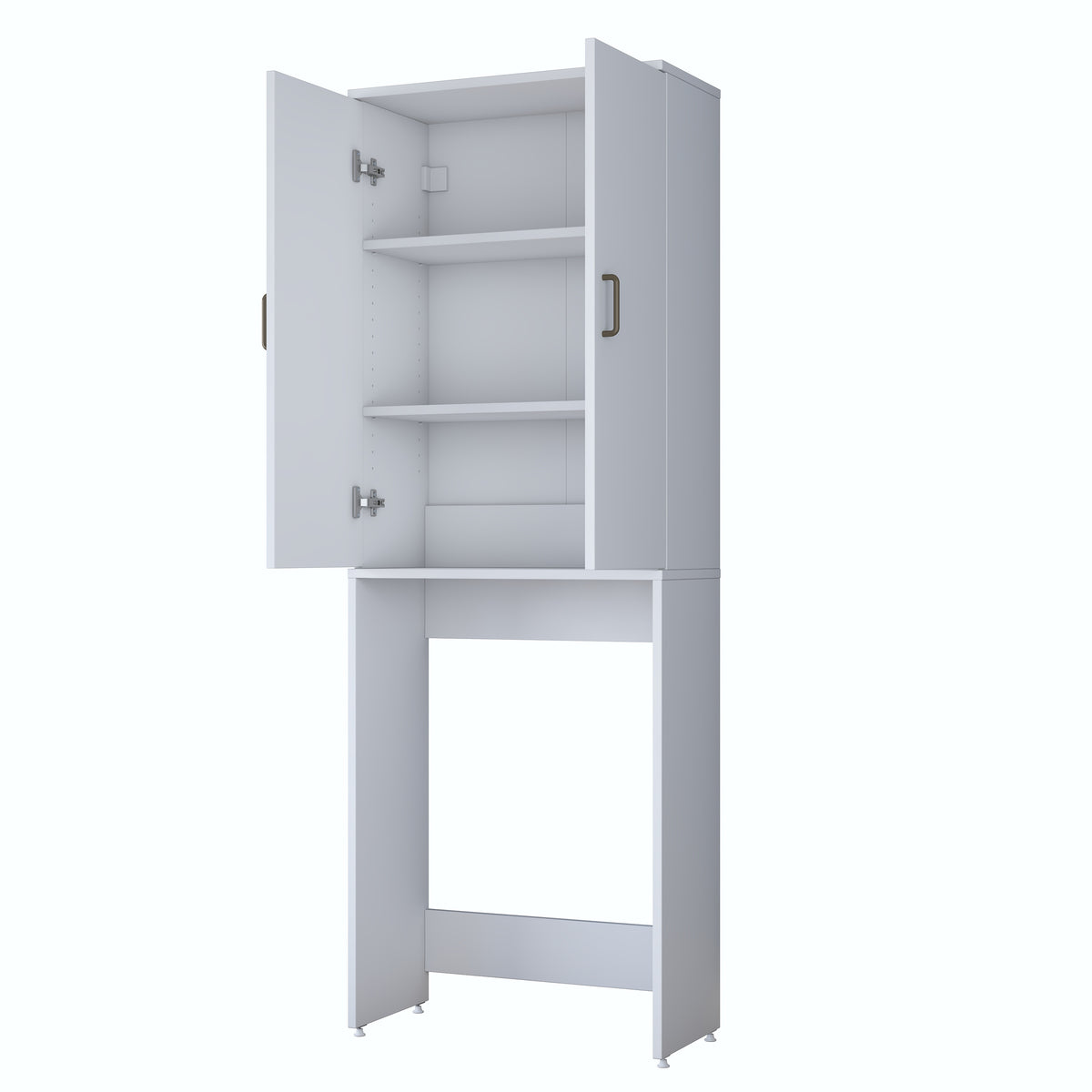 Rani KD138 Çamaşır Makinesi Dolabı 2 Kapaklı 2 Raflı Banyo Dolabı Beyaz