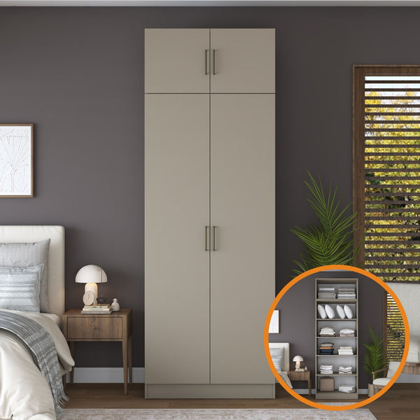 Rani BA318 Gardırop 2 Kapaklı 4 Raflı Elbise Dolabı Kumtaşı