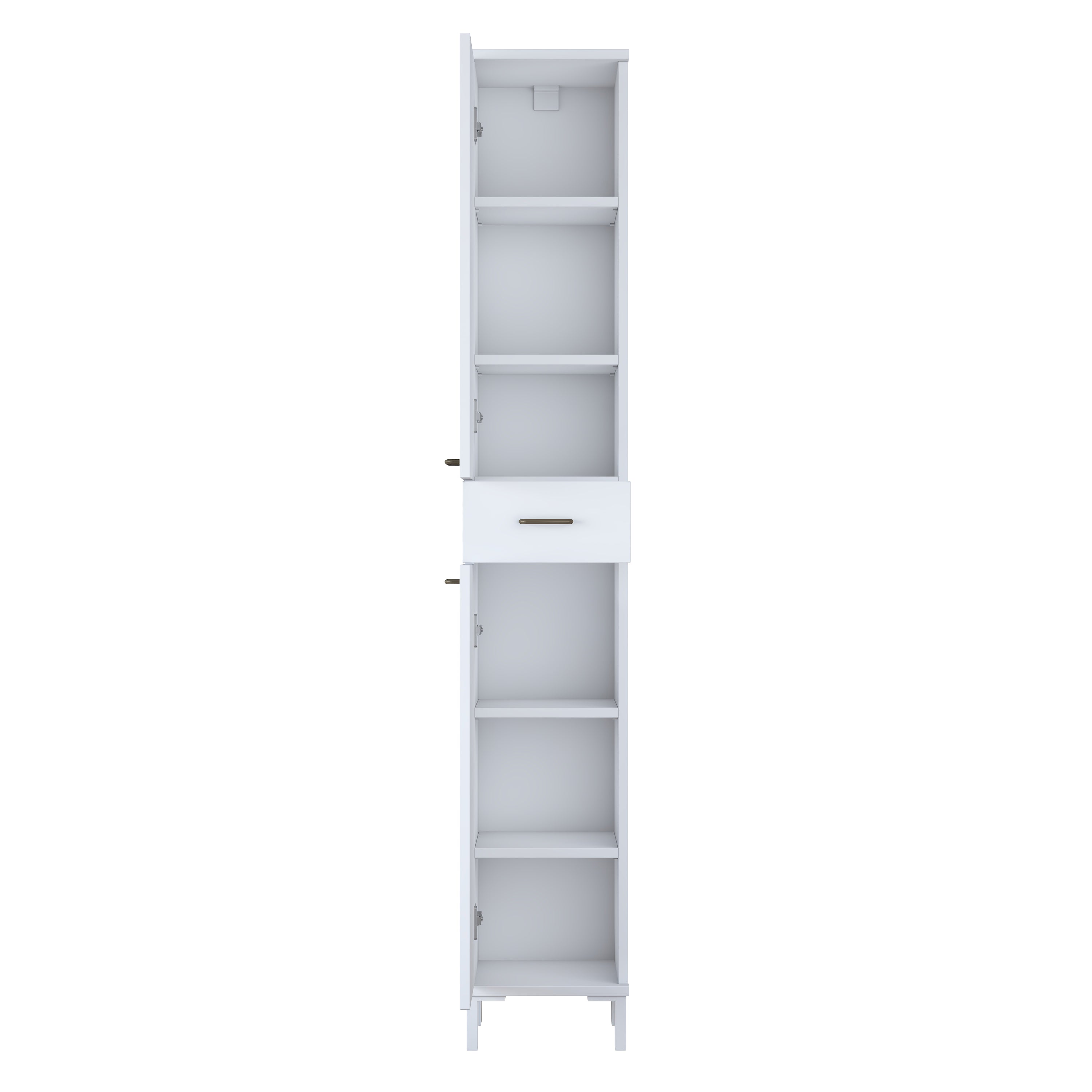 Rani KC112 Banyo Dolabı 2 Kapaklı 4 Raflı Çekmeceli Çok Amaçlı Dolap Beyaz