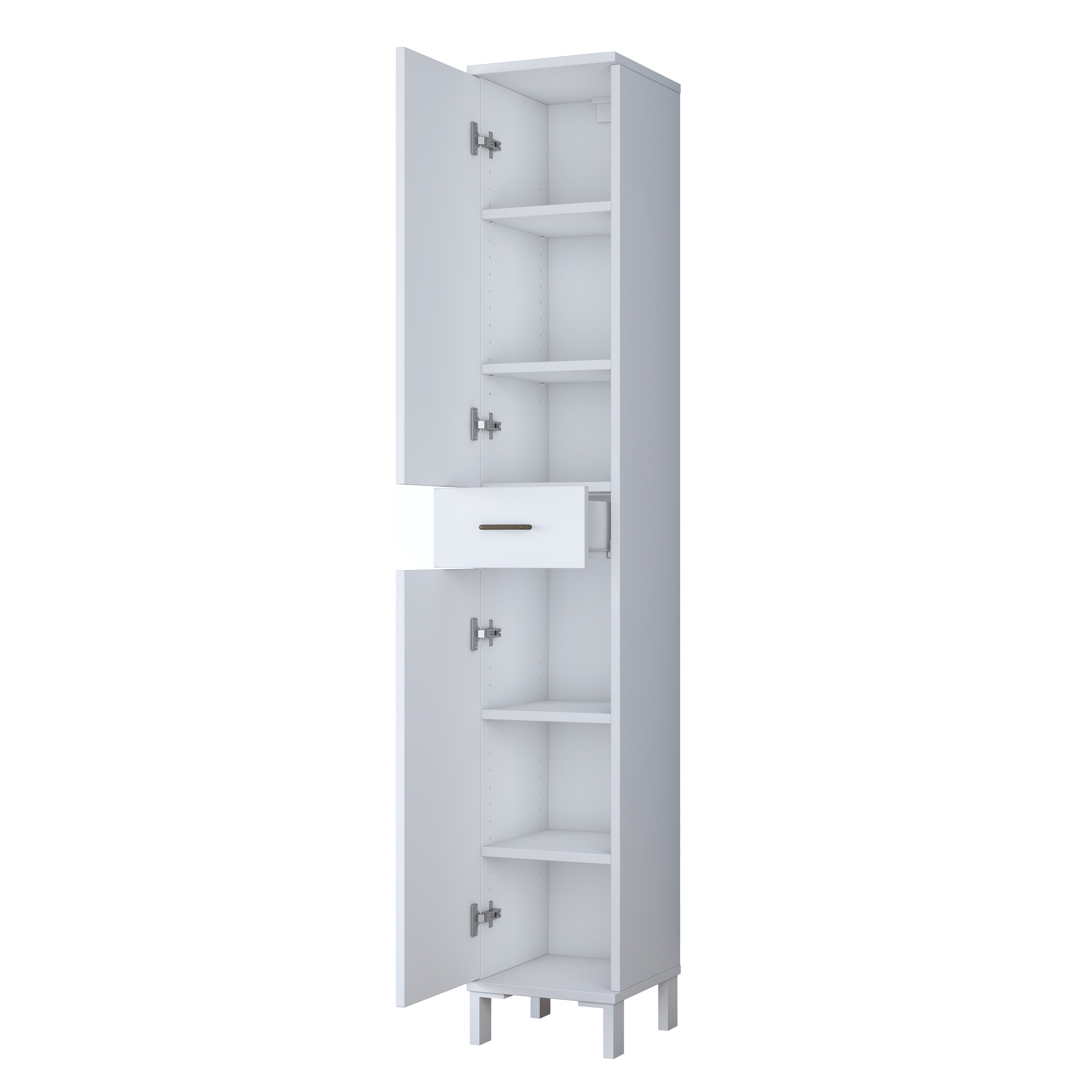 Rani KC112 Banyo Dolabı 2 Kapaklı 4 Raflı Çekmeceli Çok Amaçlı Dolap Beyaz
