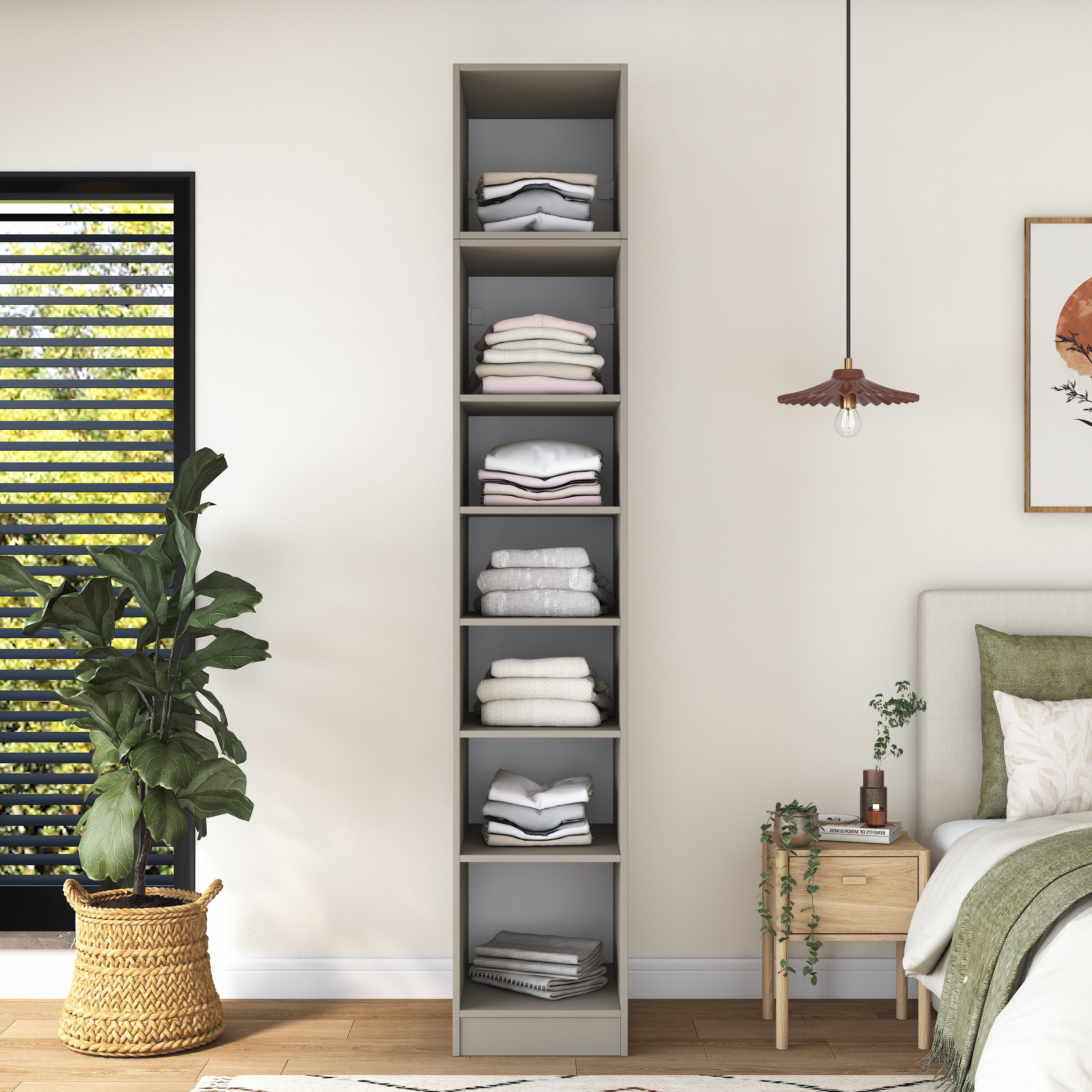 Rani BA314 Membran Kapaklı Gardırop Tek Kapaklı 6 Raflı Elbise Dolabı Kumtaşı