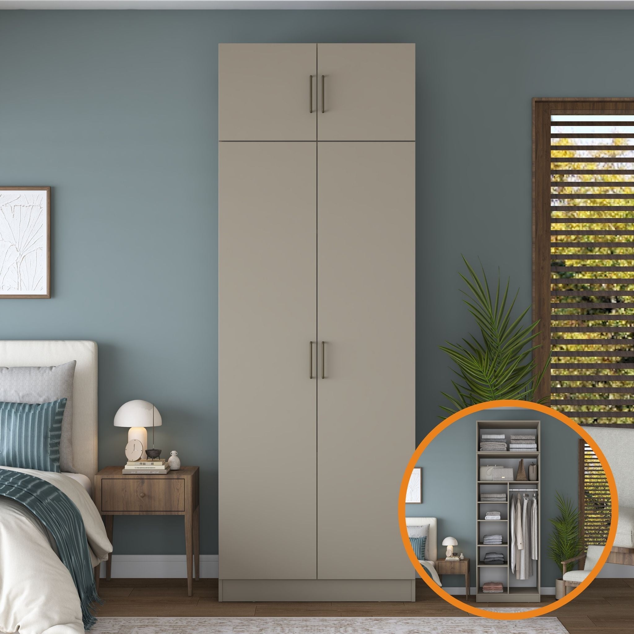 Rani BA320 Gardırop İki Kapaklı Askılı Elbise Dolabı Kumtaşı
