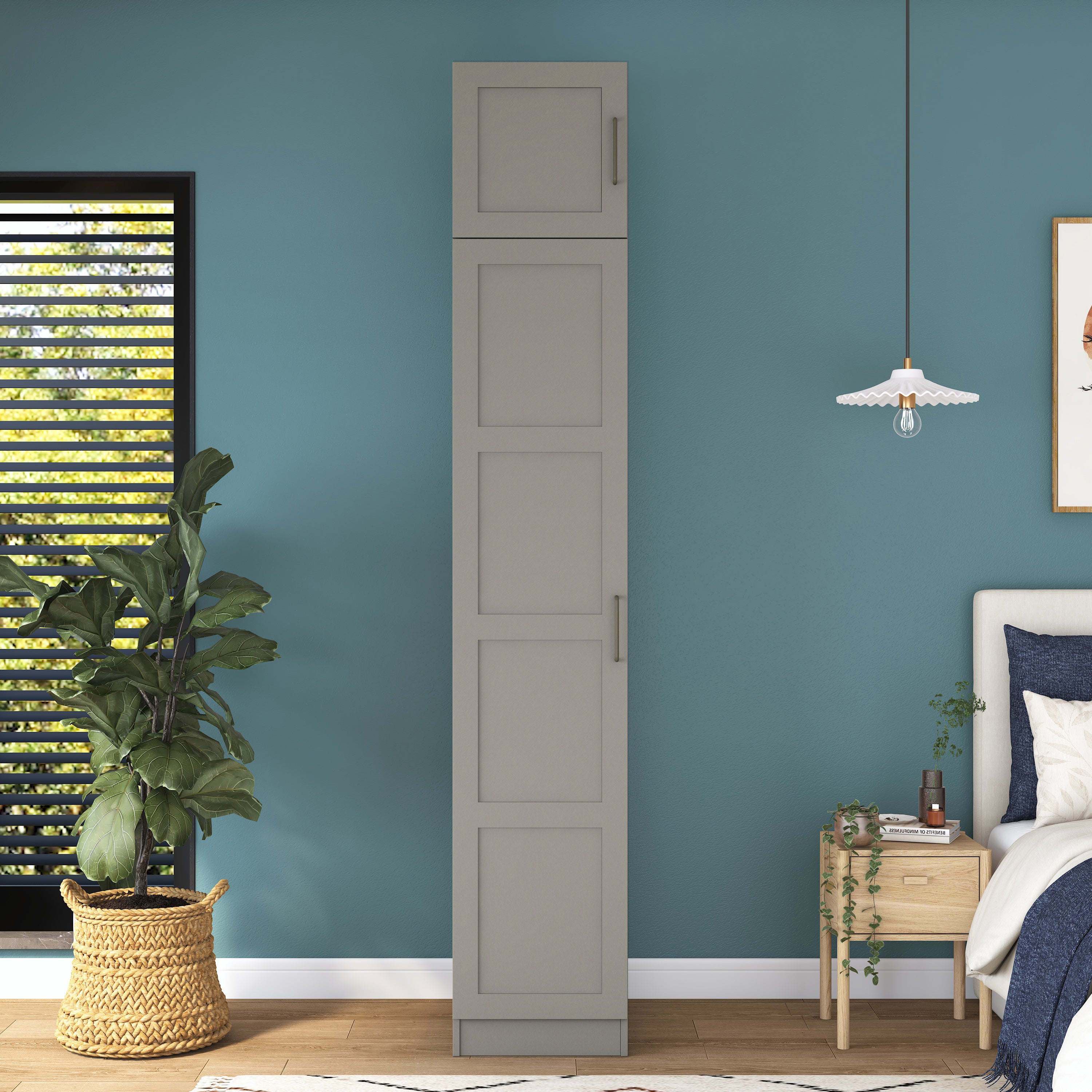 Rani BA312 Membran Kapaklı Gardırop Tek Kapaklı 6 Raflı Elbise Dolabı Kumtaşı