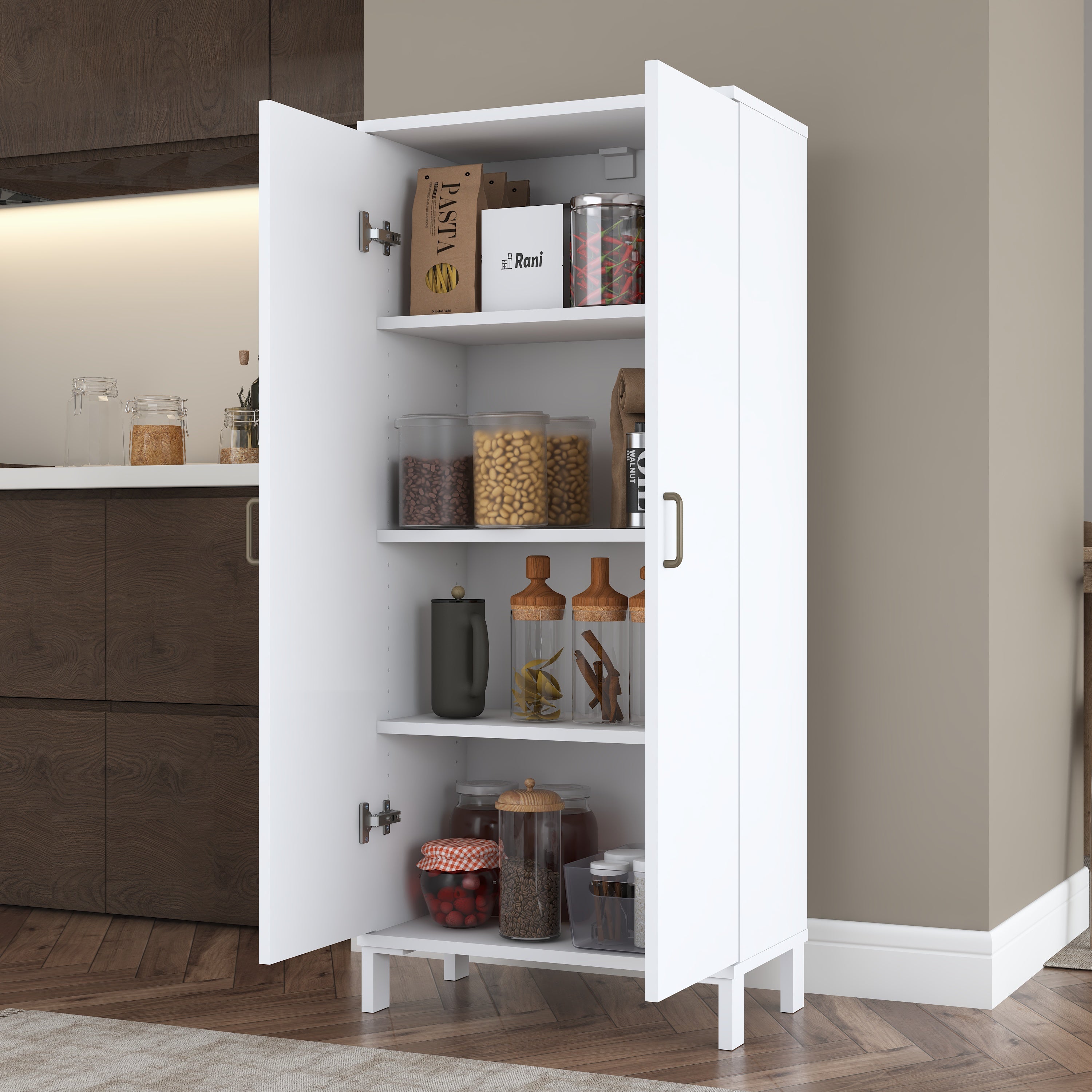 Rani KC114 Banyo Dolabı 2 Kapaklı 3 Raflı Çok Amaçlı Dolap Beyaz