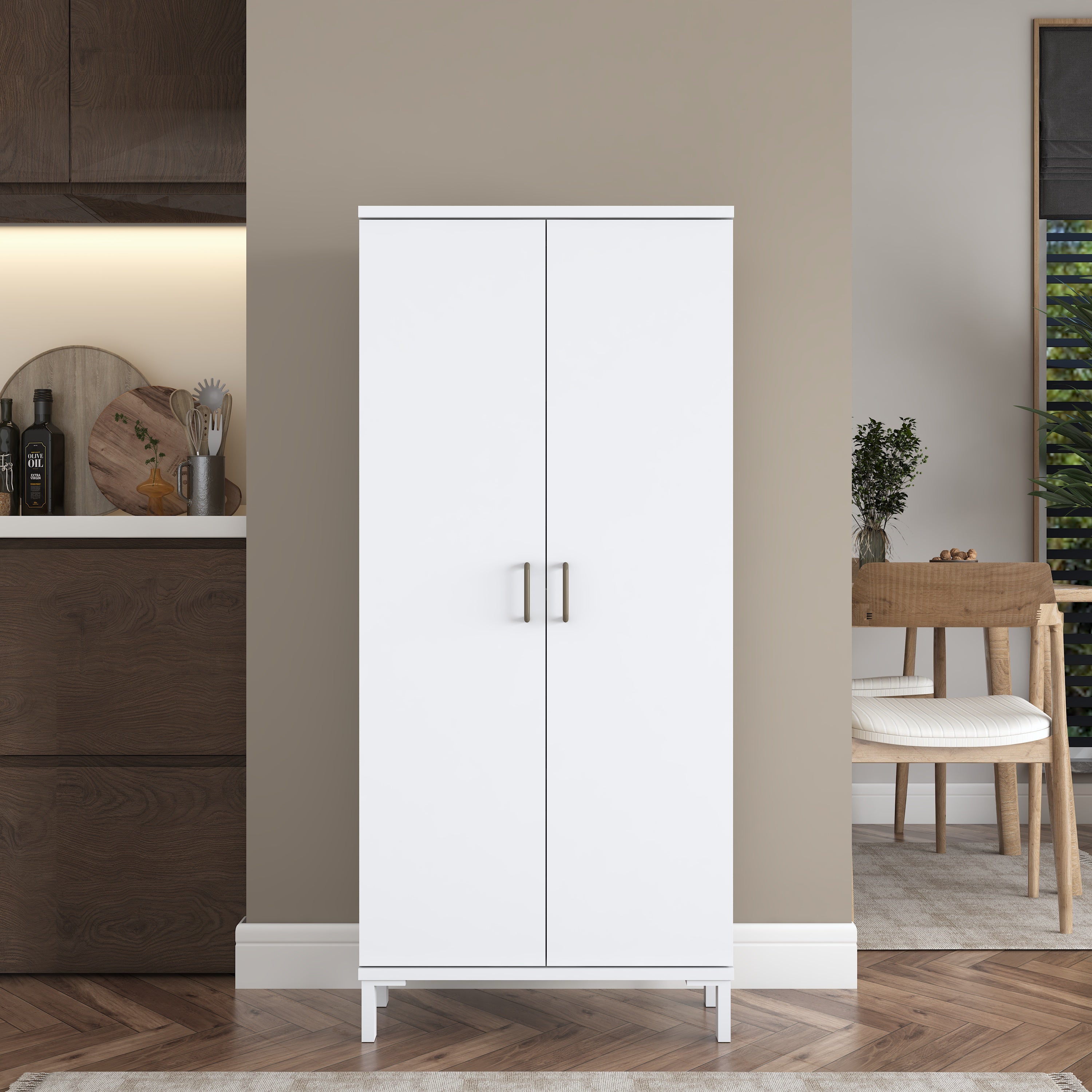Rani KC114 Banyo Dolabı 2 Kapaklı 3 Raflı Çok Amaçlı Dolap Beyaz