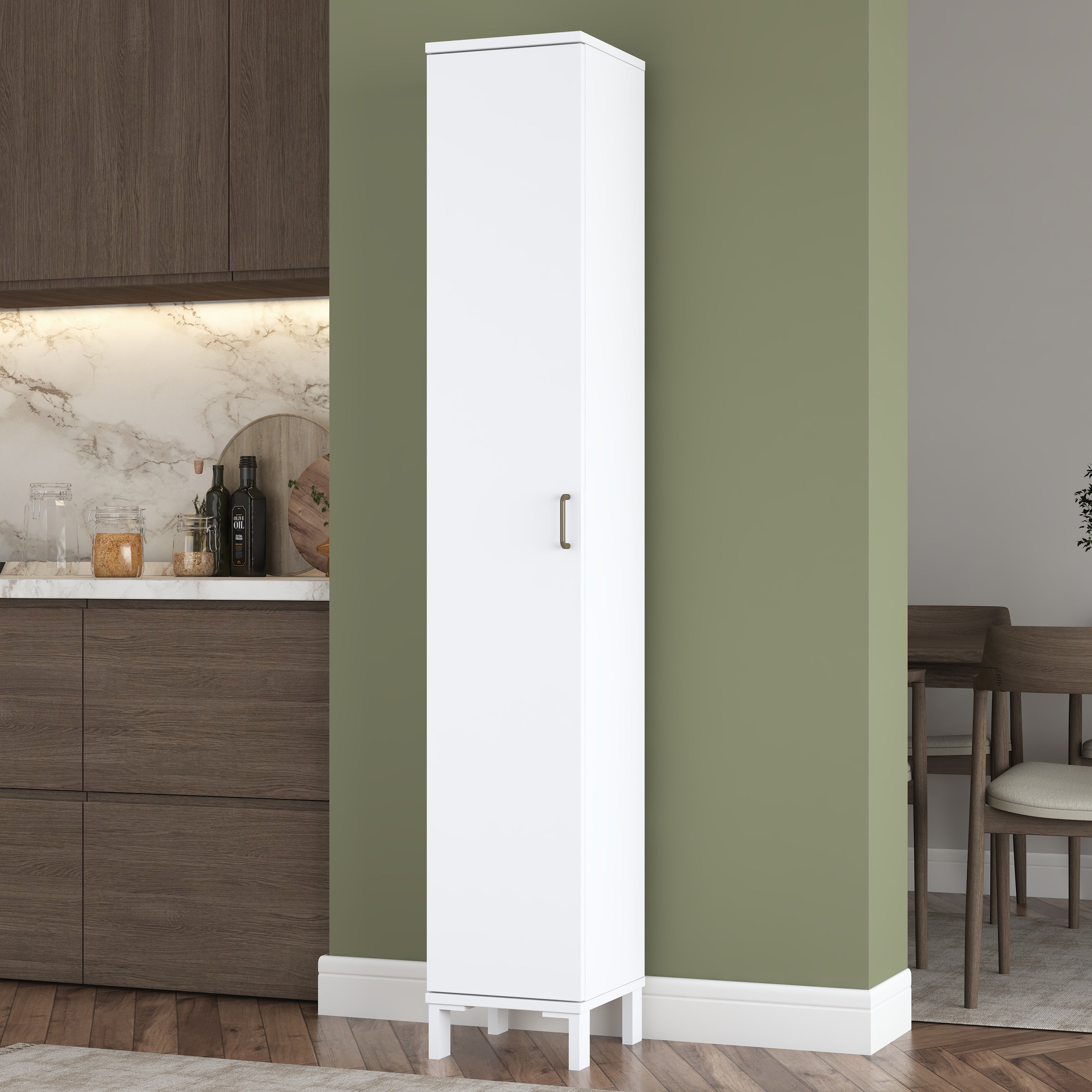 Rani KC111 Banyo Dolabı Tek Kapaklı 5 Raflı Çok Amaçlı Dolap Beyaz