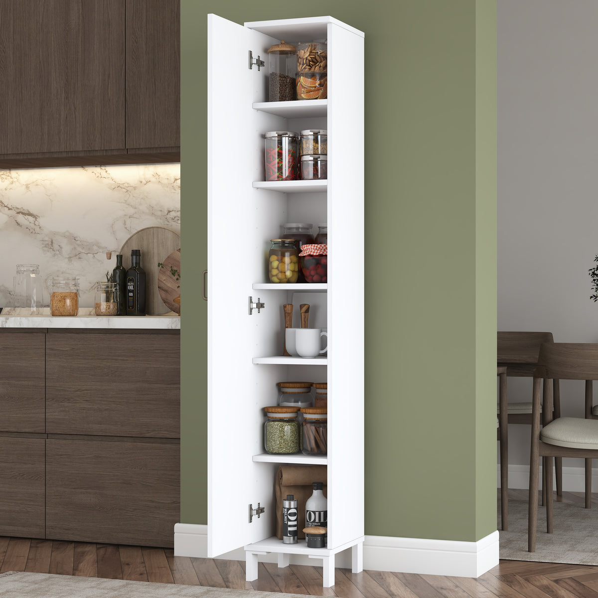 Rani KC111 Banyo Dolabı Tek Kapaklı 5 Raflı Çok Amaçlı Dolap Beyaz