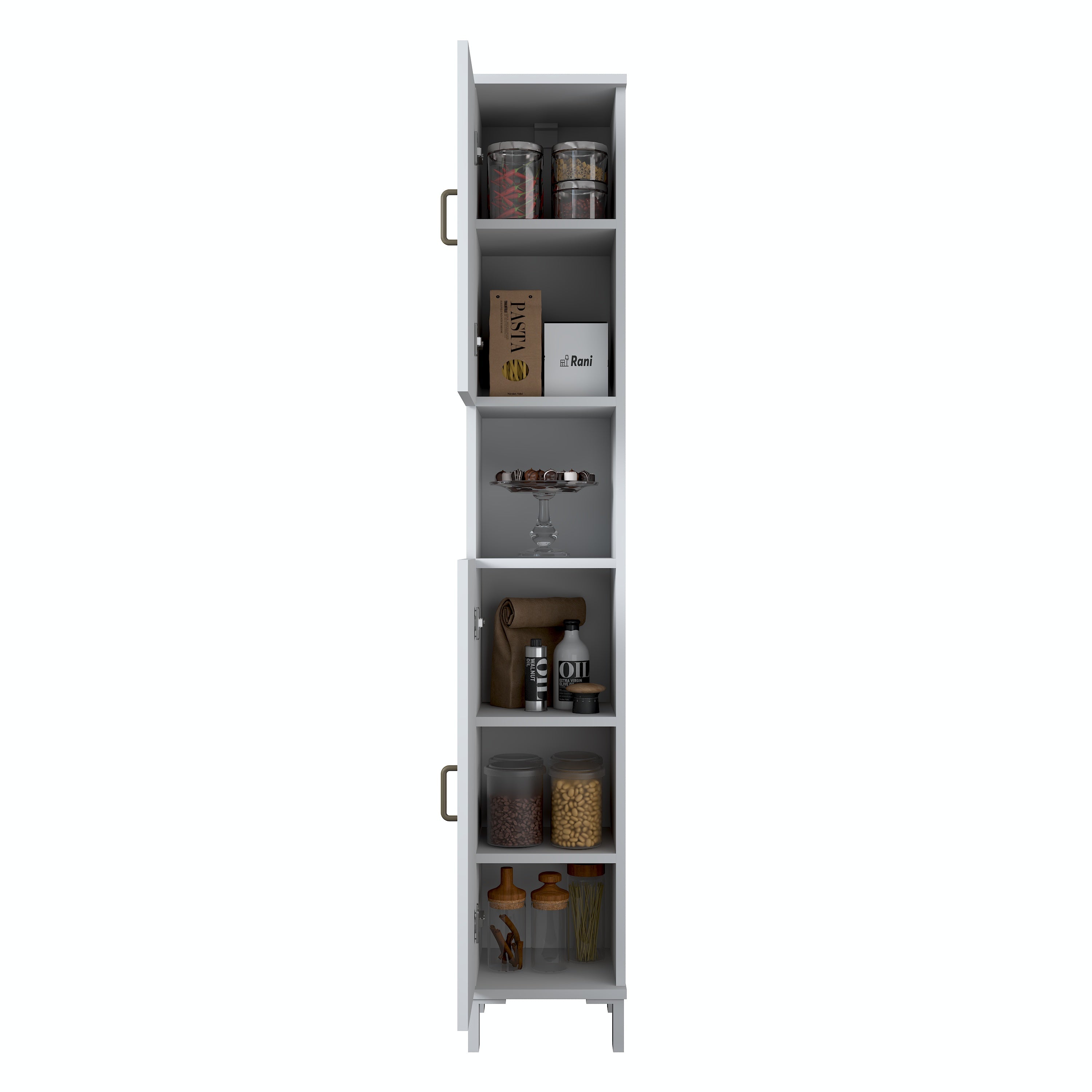 Rani KC113 Banyo Dolabı 2 Kapaklı 5 Raflı Çok Amaçlı Dolap Beyaz