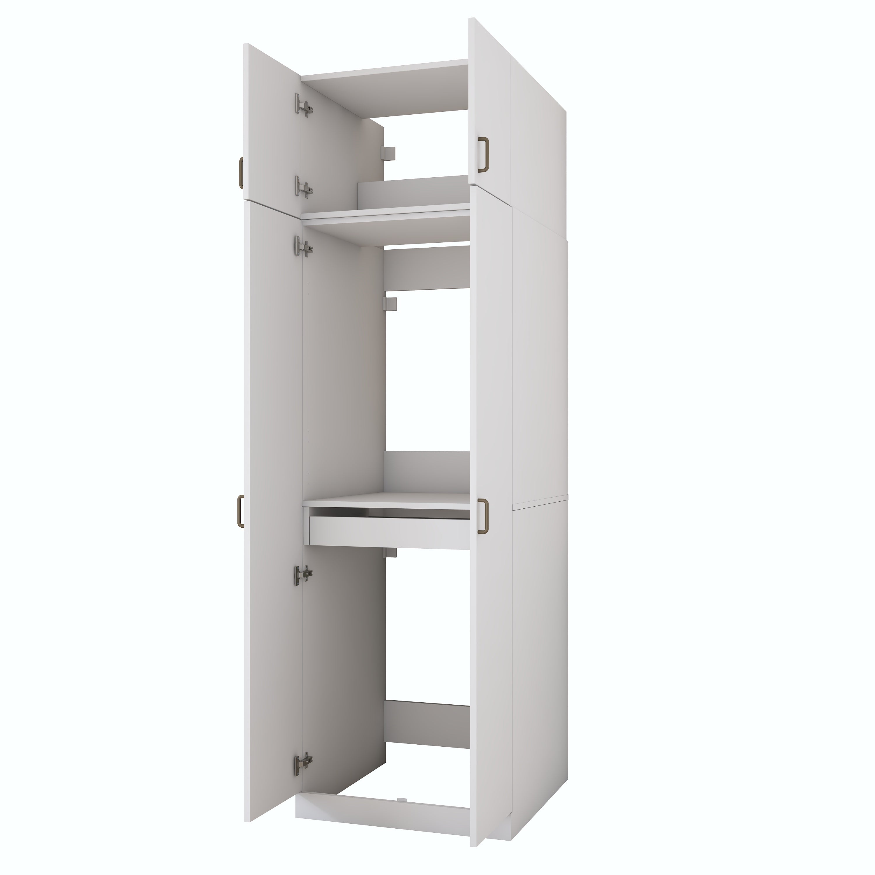 Rani KD144 Çamaşır Ve Kurutma Makinesi Dolabı Çekmeceli Raflı Banyo Dolabı Beyaz