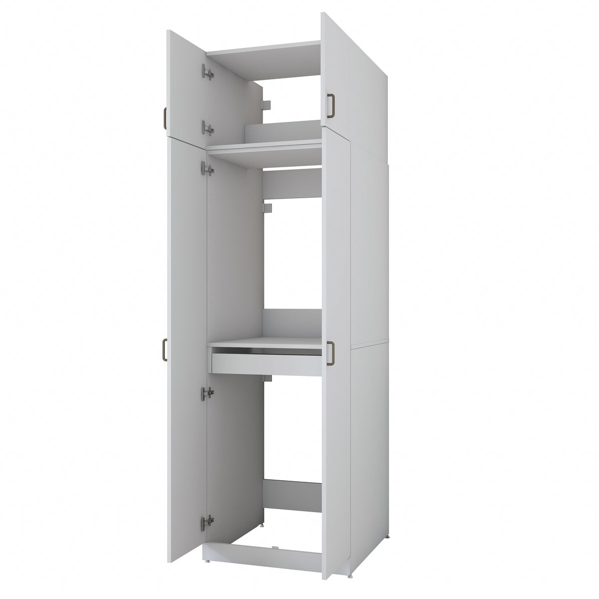 Rani KD144 Çamaşır Ve Kurutma Makinesi Dolabı 4 Kapaklı Çekmeceli Raflı Banyo Dolabı Beyaz