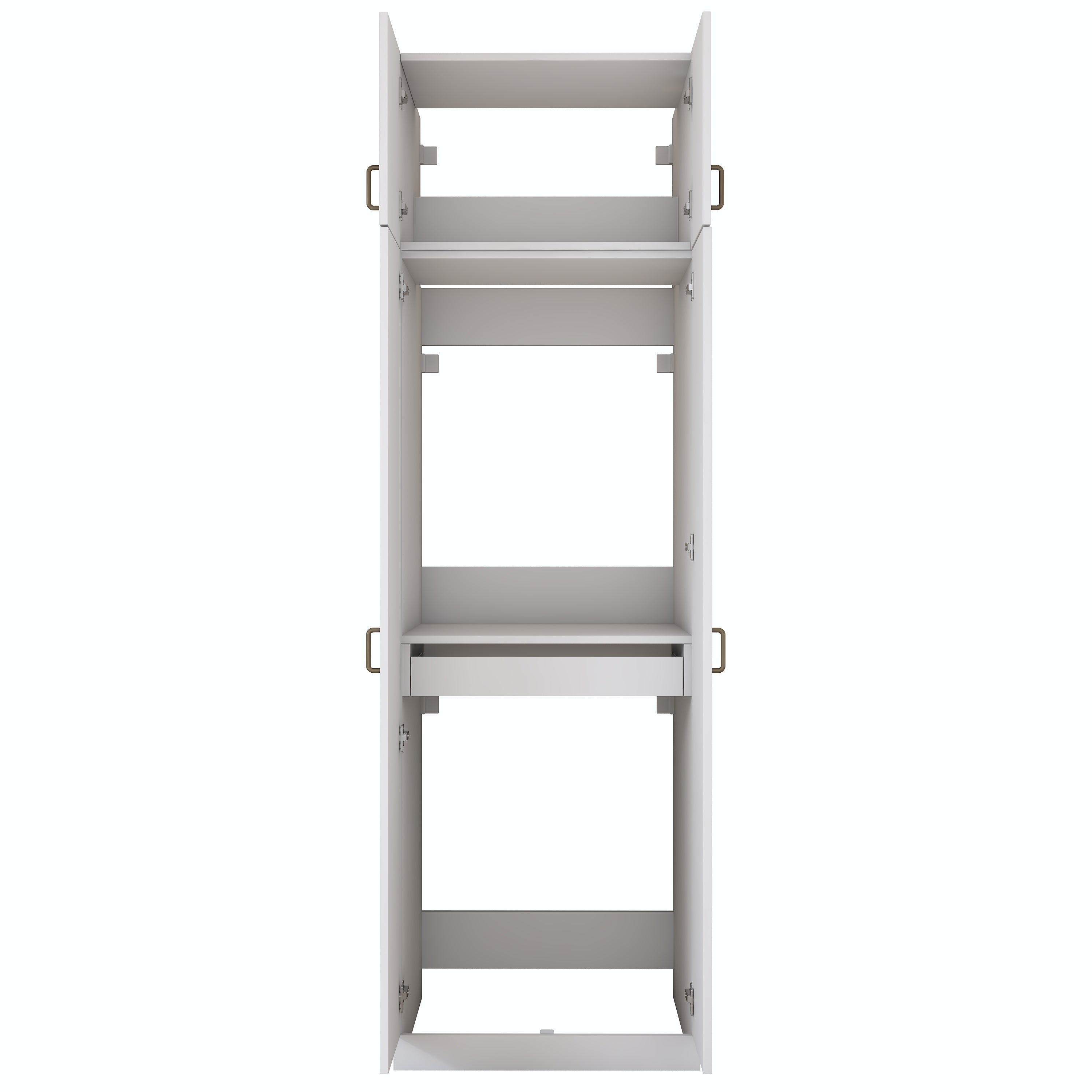 Rani KD144 Çamaşır Ve Kurutma Makinesi Dolabı Çekmeceli Raflı Banyo Dolabı Beyaz