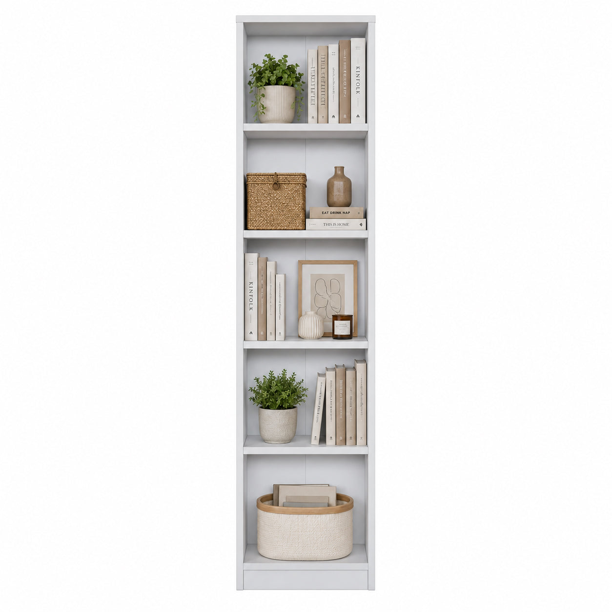 Rani HC111 Kitaplık 5 Raflı Çalışma Odası Kütüphane Modern Duvar Rafı Beyaz