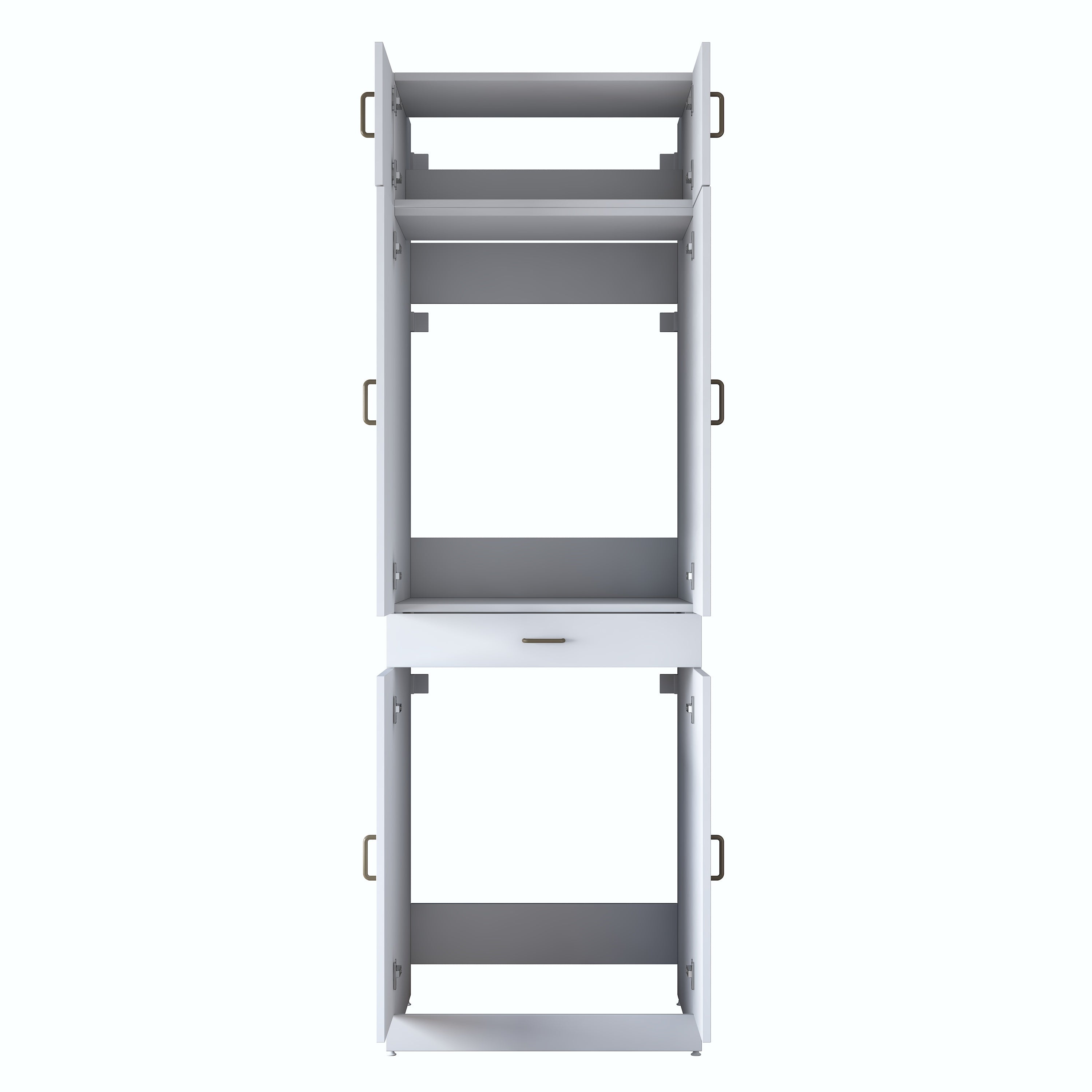 Rani KD143 Çamaşır Ve Kurutma Makinesi Dolabı Çekmeceli Raflı Banyo Dolabı Beyaz