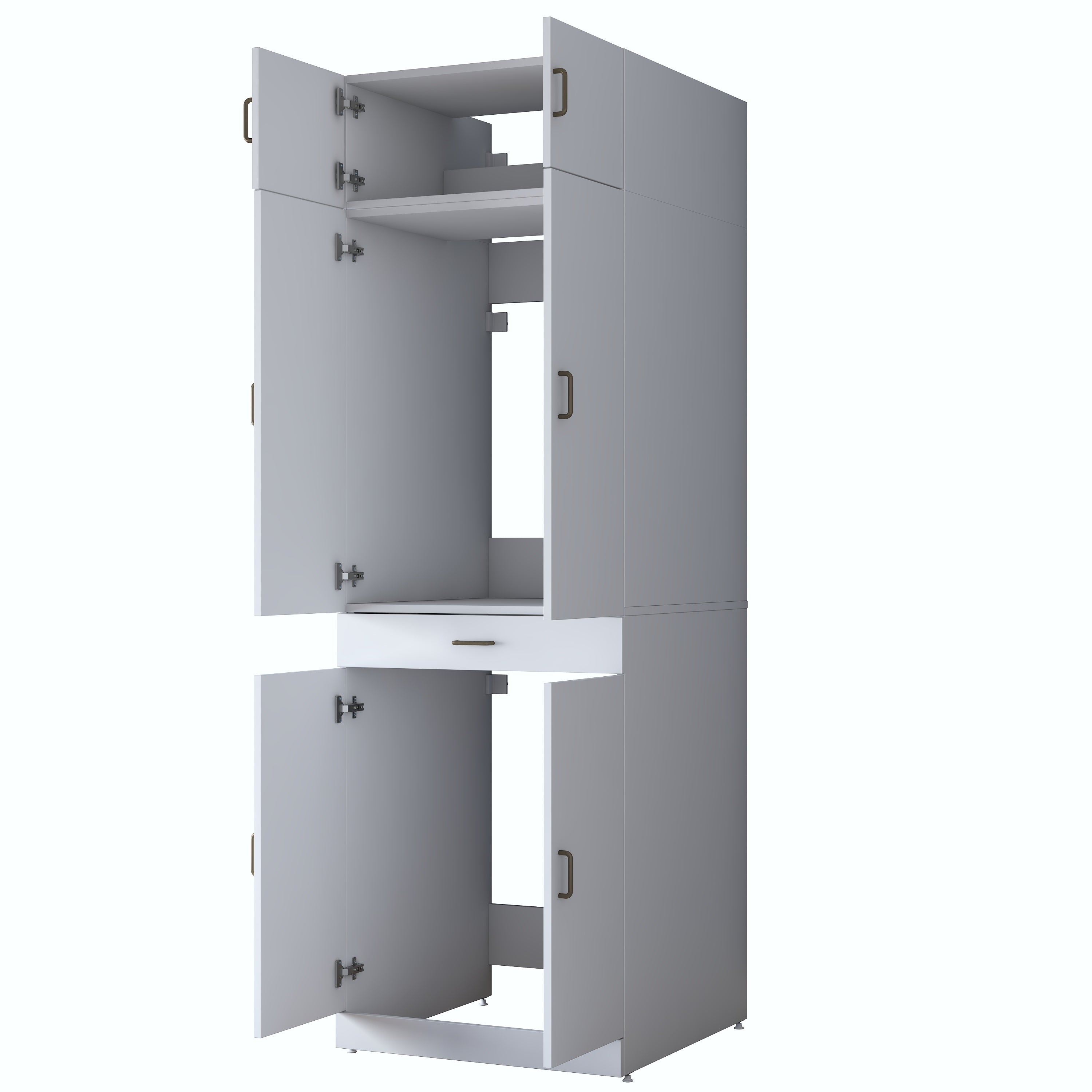 Rani KD143 Çamaşır Ve Kurutma Makinesi Dolabı Çekmeceli Raflı Banyo Dolabı Beyaz