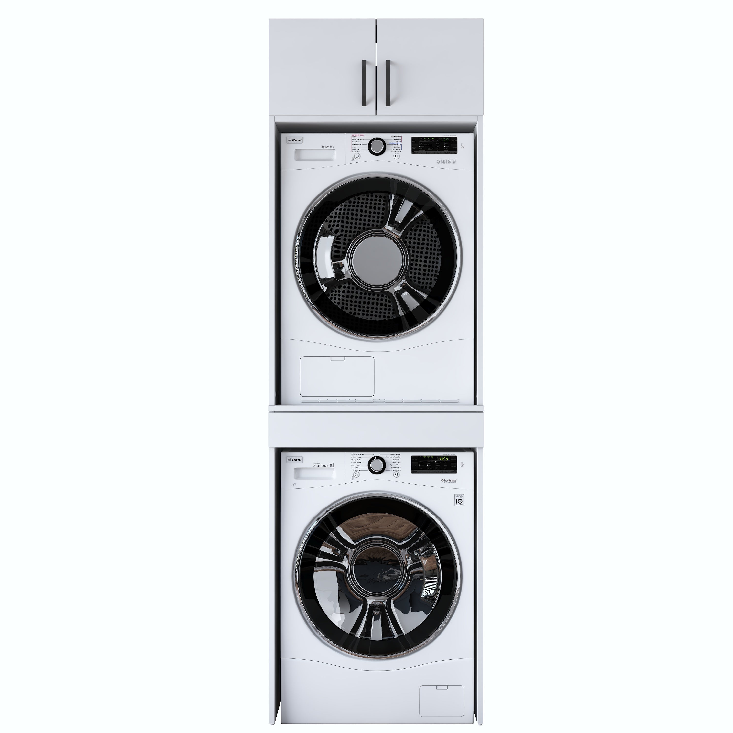 Rani KD147 Çamaşır Ve Kurutma Makinesi Dolabı Çekmeceli Raflı Banyo Dolabı Beyaz