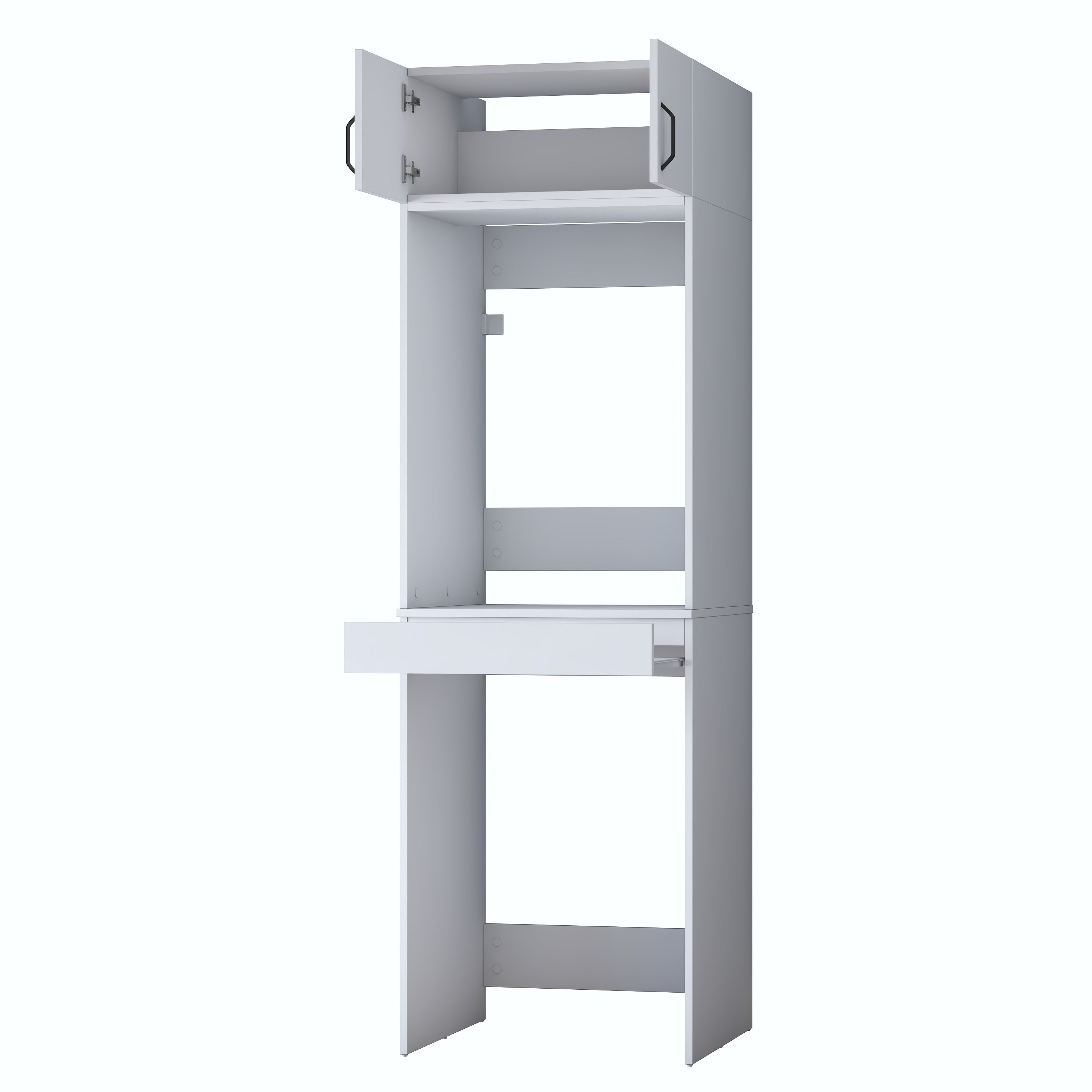 Rani KD147 Çamaşır Ve Kurutma Makinesi Dolabı Çekmeceli Raflı Banyo Dolabı Beyaz