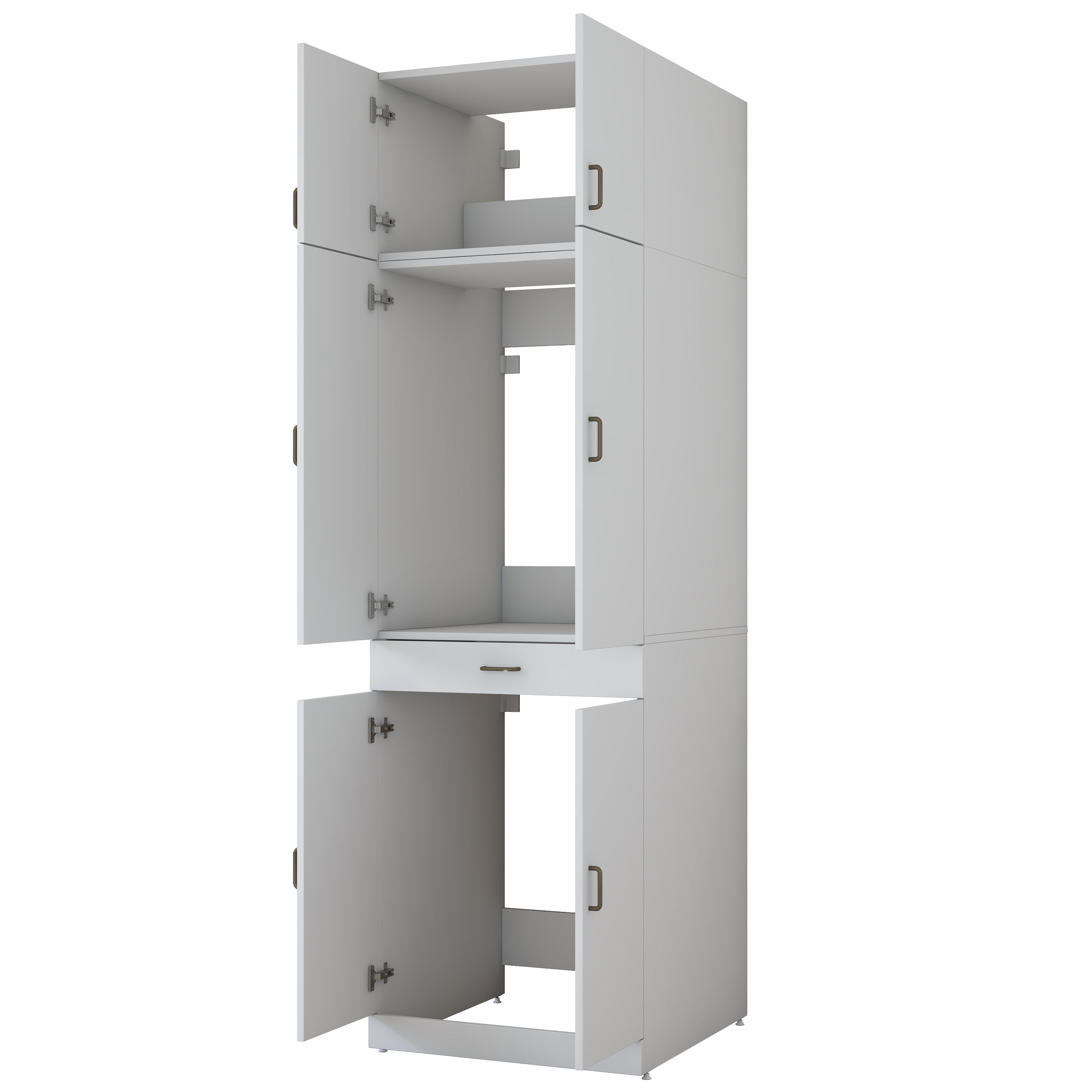Rani KD146 Çamaşır Ve Kurutma Makinesi Dolabı 4 Kapaklı Çekmeceli Banyo Dolabı Beyaz