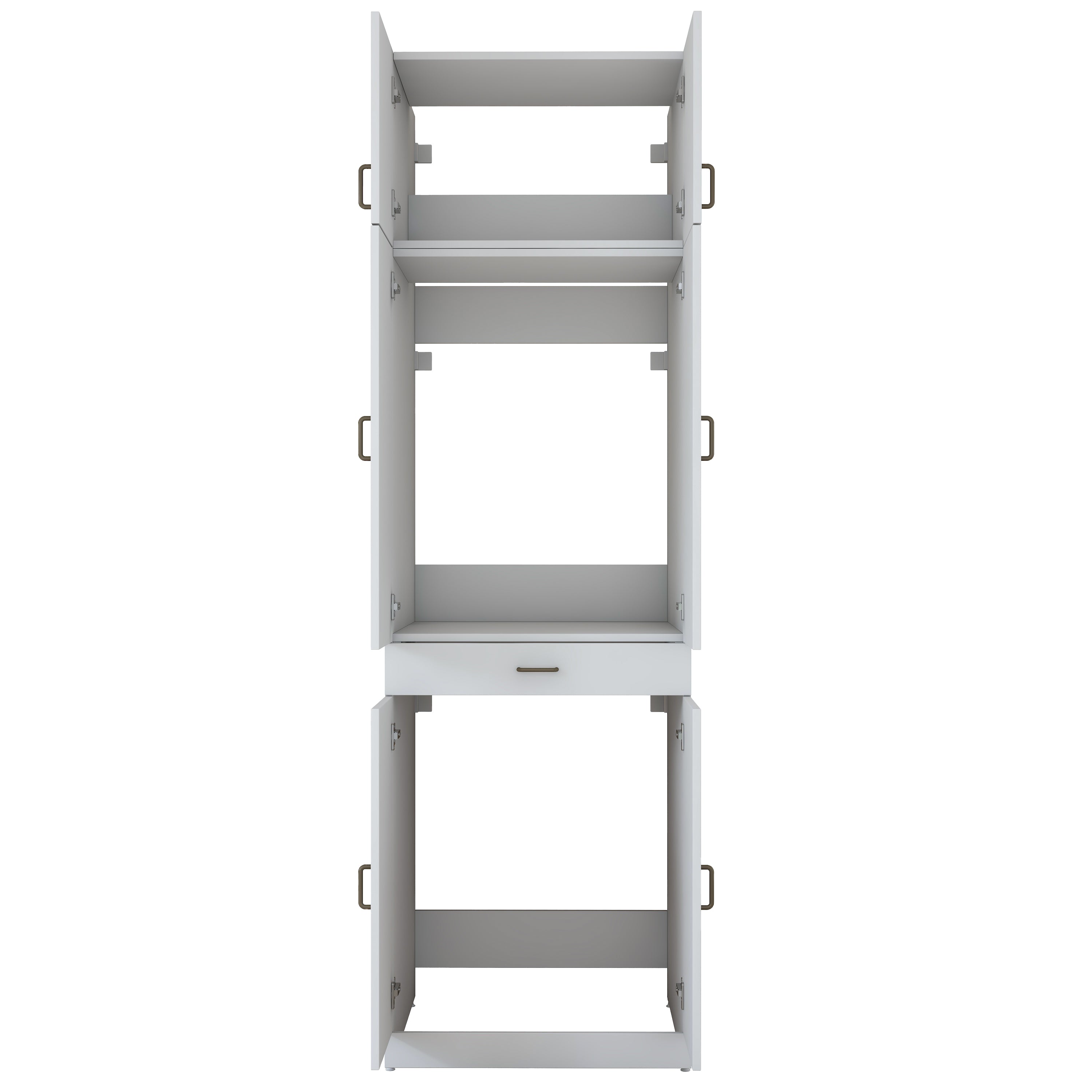 Rani KD146 Çamaşır Ve Kurutma Makinesi Dolabı 4 Kapaklı Çekmeceli Banyo Dolabı Beyaz