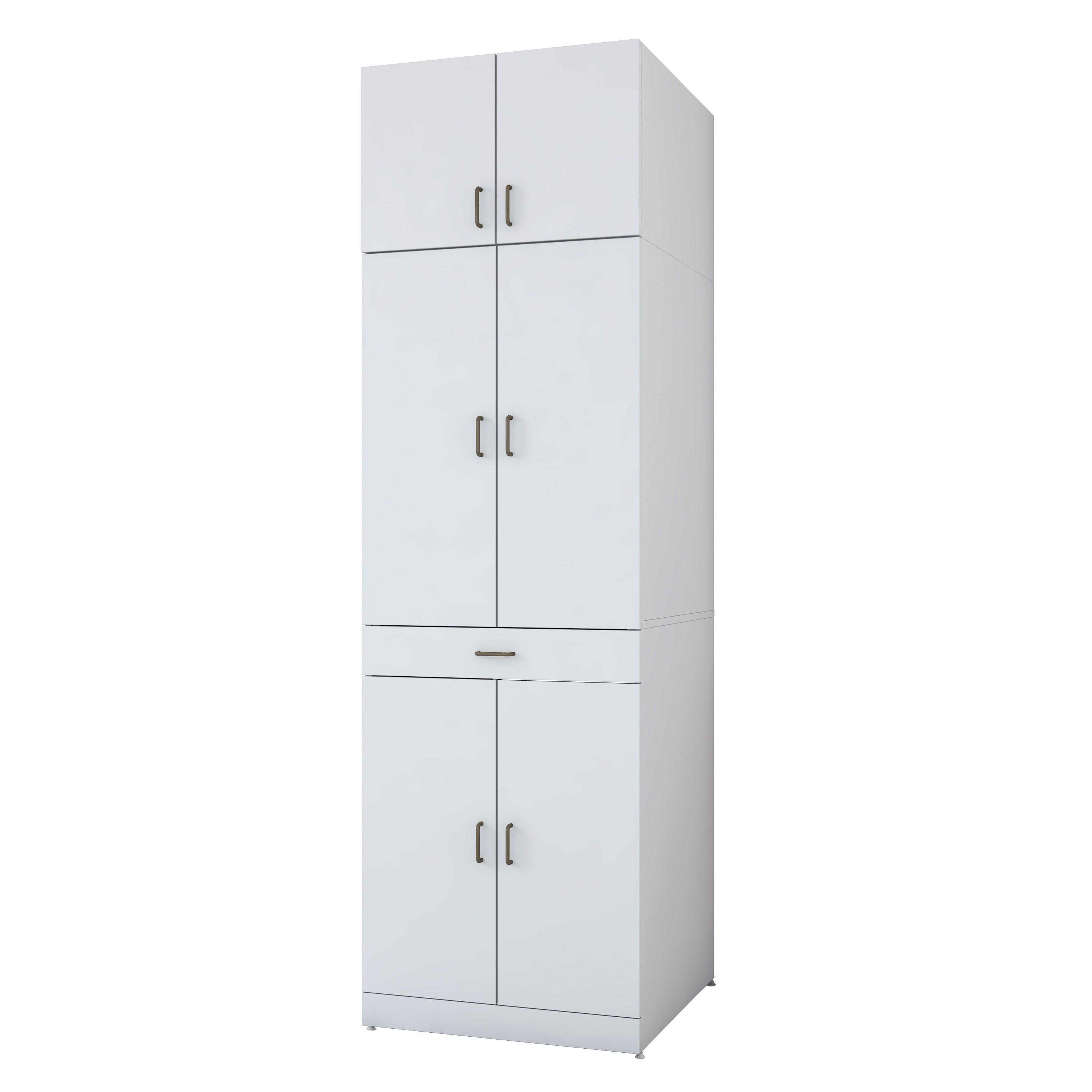 Rani KD146 Çamaşır Ve Kurutma Makinesi Dolabı 4 Kapaklı Çekmeceli Banyo Dolabı Beyaz