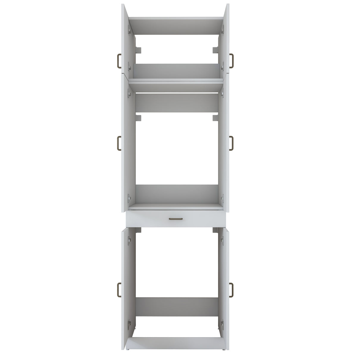 Rani KD146 Çamaşır Ve Kurutma Makinesi Dolabı 4 Kapaklı Çekmeceli Banyo Dolabı Beyaz