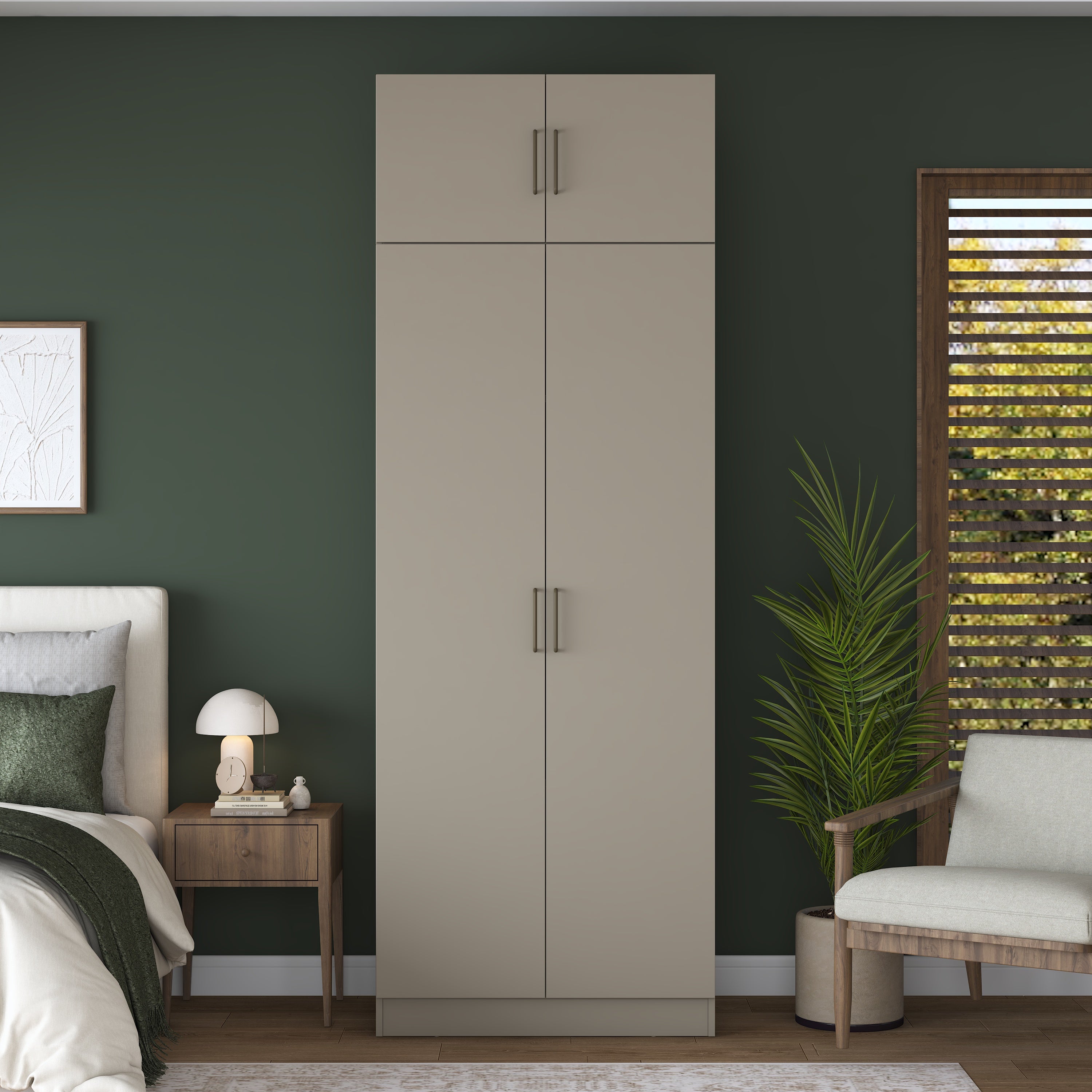 Rani BA321 Gardırop 2 Kapaklı 6 Raflı 2 Askılı Elbise Dolabı Kumtaşı