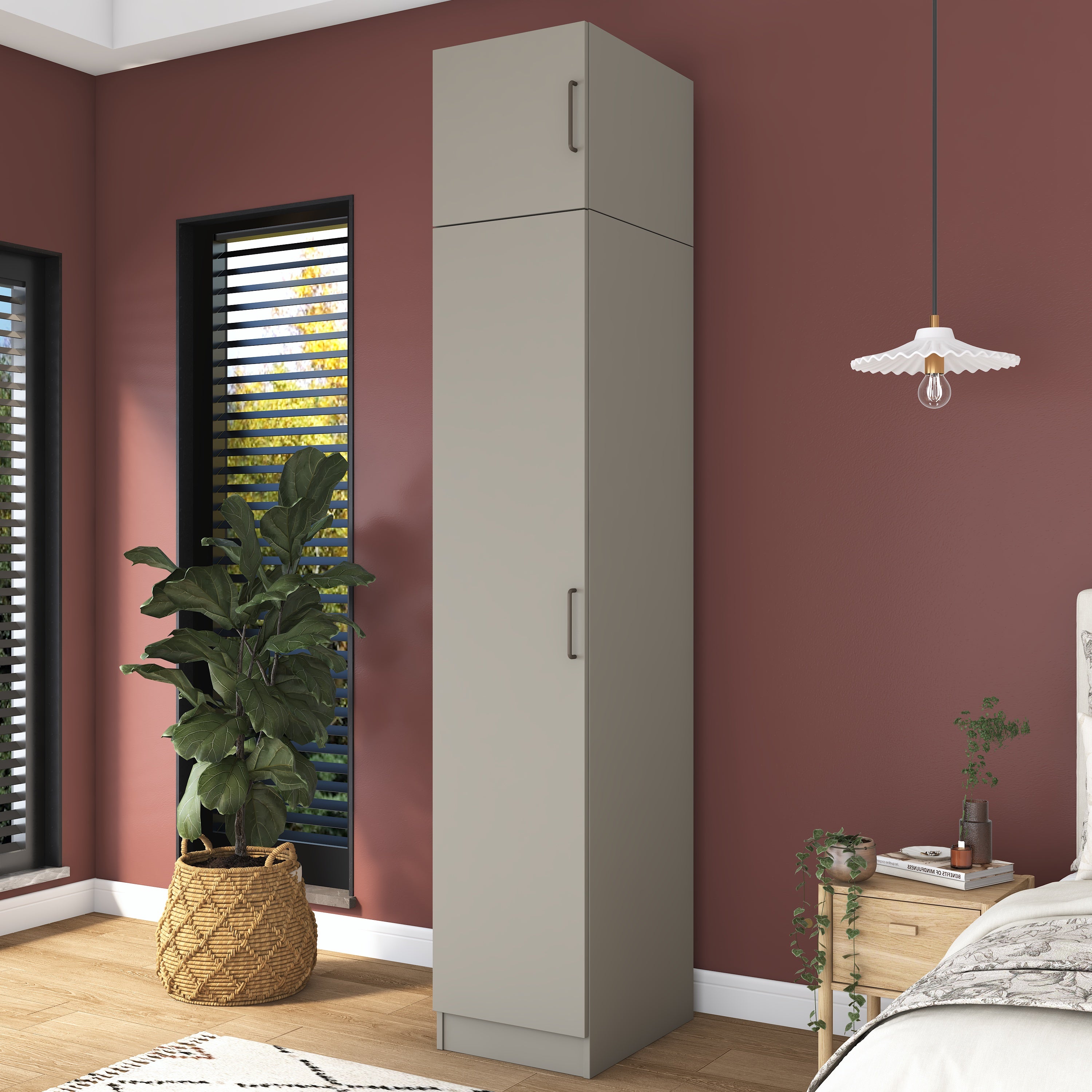 Rani BA315 Gardırop Tek Kapaklı 6 Raflı Elbise Dolabı Kumtaşı