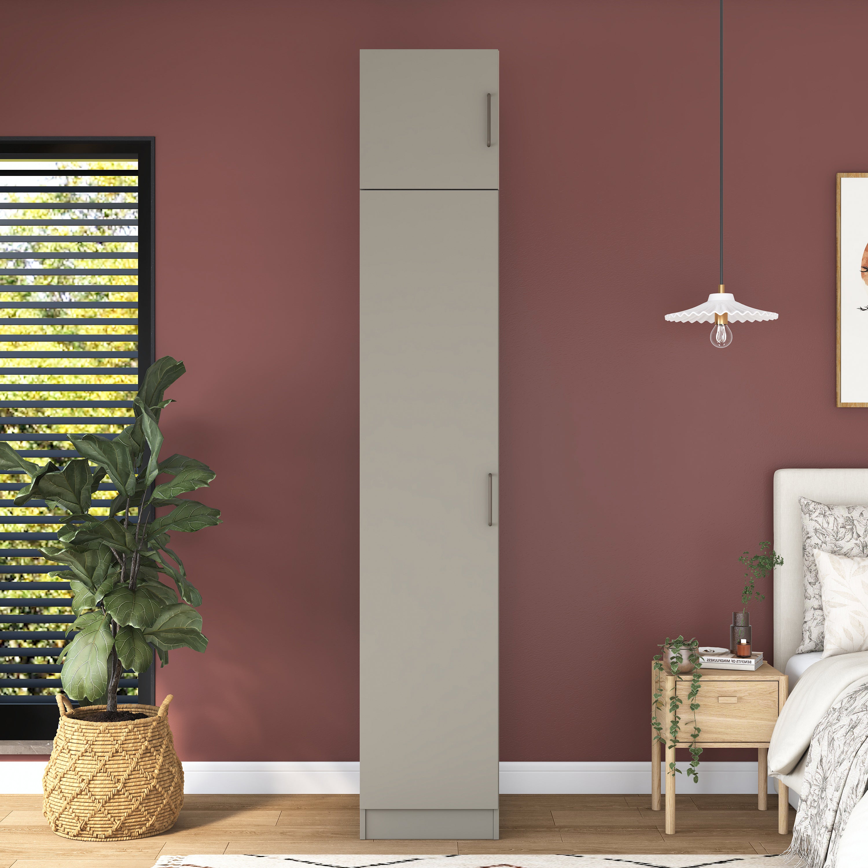 Rani BA315 Gardırop Tek Kapaklı 6 Raflı Elbise Dolabı Kumtaşı