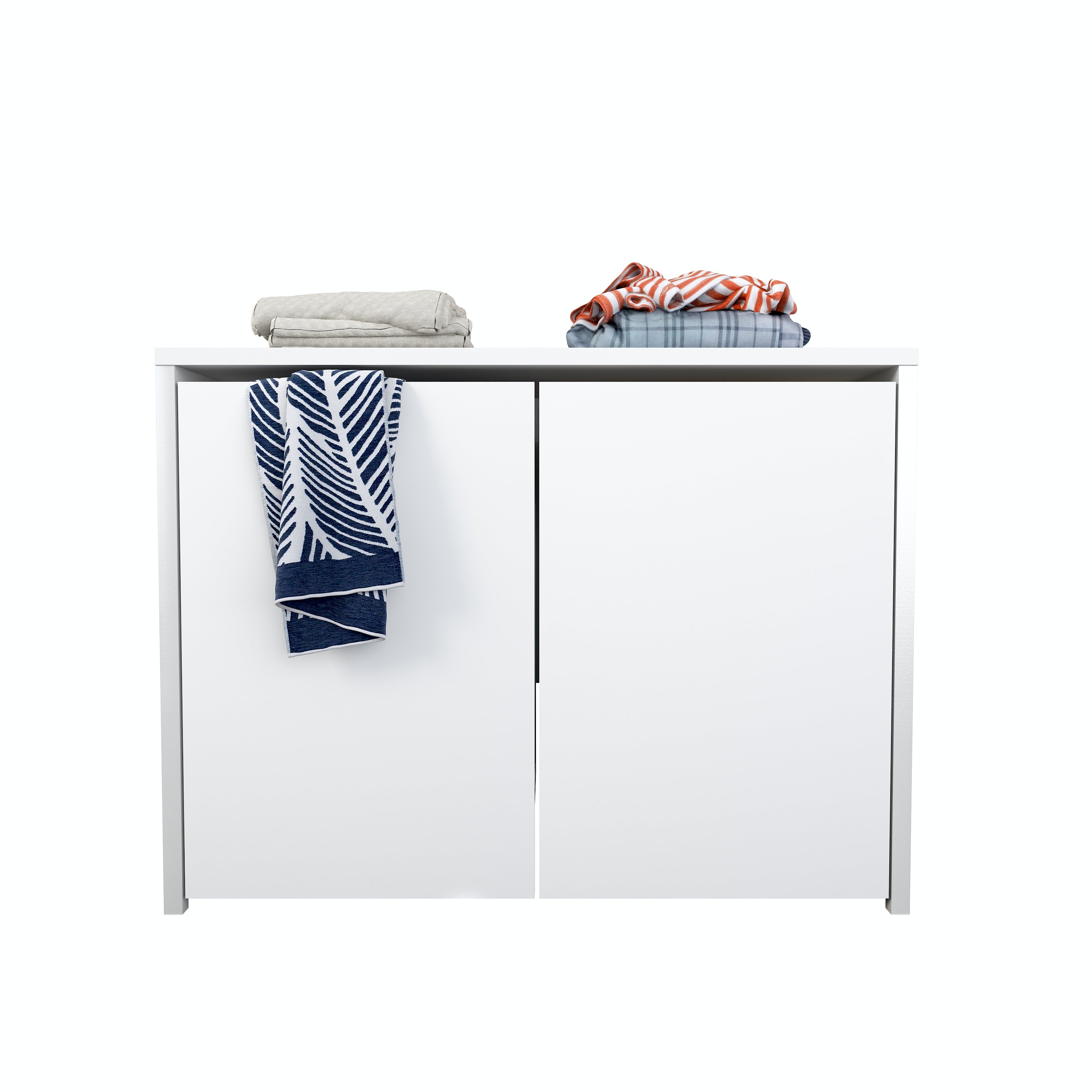 Rani KC118 Tekerlekli Kirli Çamaşır Banyo Dolabı Beyaz