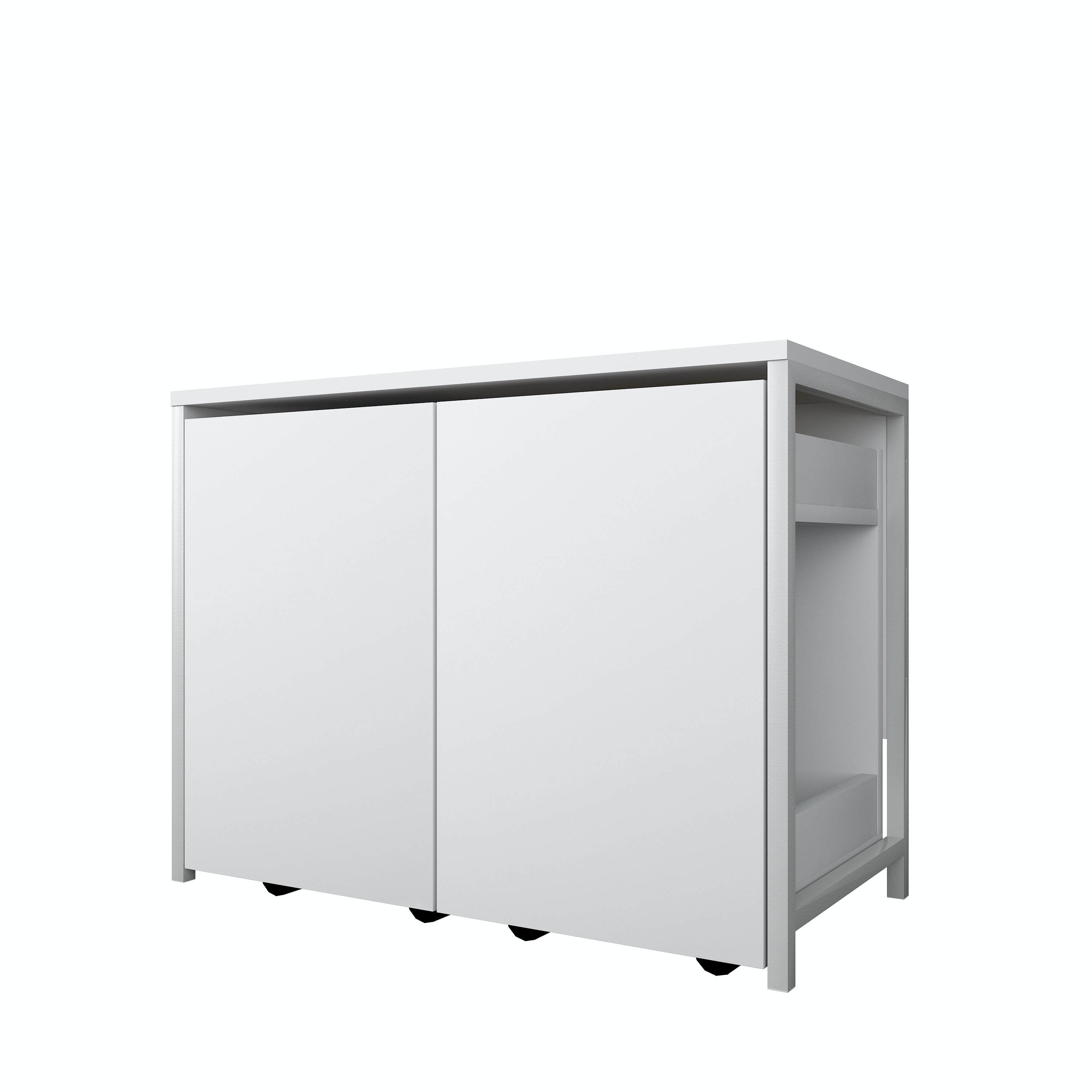 Rani KC118 Tekerlekli Kirli Çamaşır Banyo Dolabı Beyaz