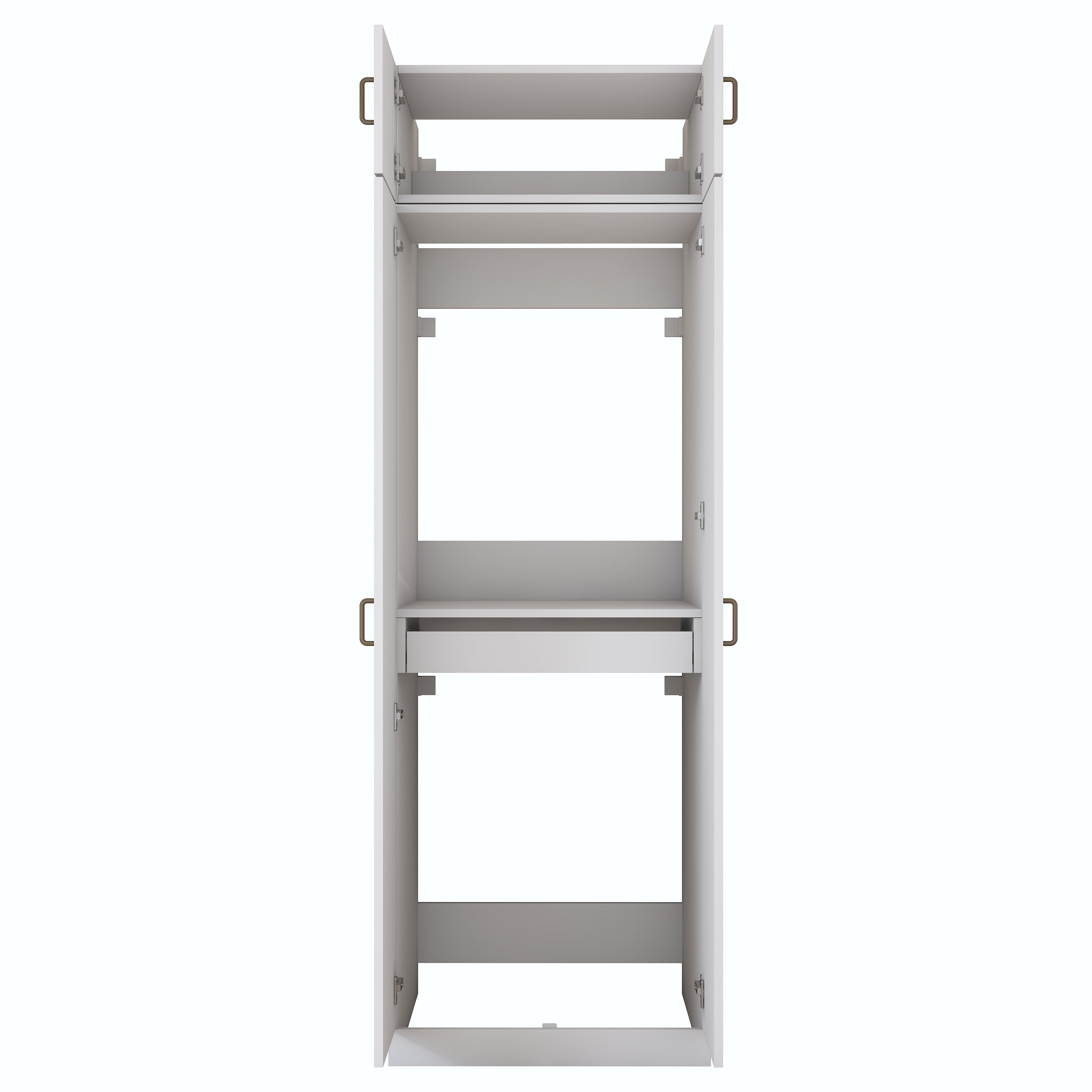 Rani KD141 Çamaşır Ve Kurutma Makinesi Dolabı 2 Kapaklı Çekmeceli Raflı Banyo Dolabı Beyaz