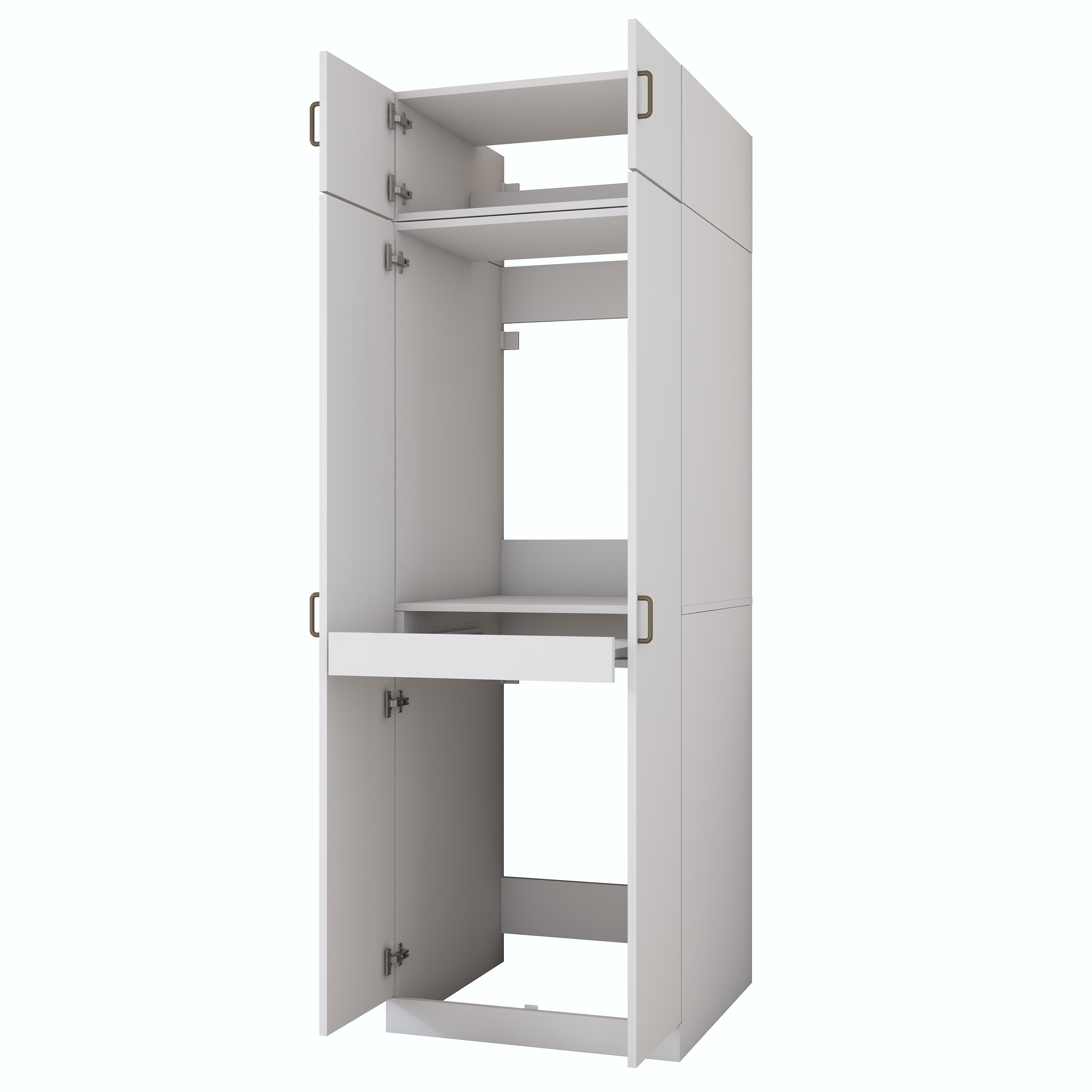 Rani KD141 Çamaşır Ve Kurutma Makinesi Dolabı 2 Kapaklı Çekmeceli Raflı Banyo Dolabı Beyaz