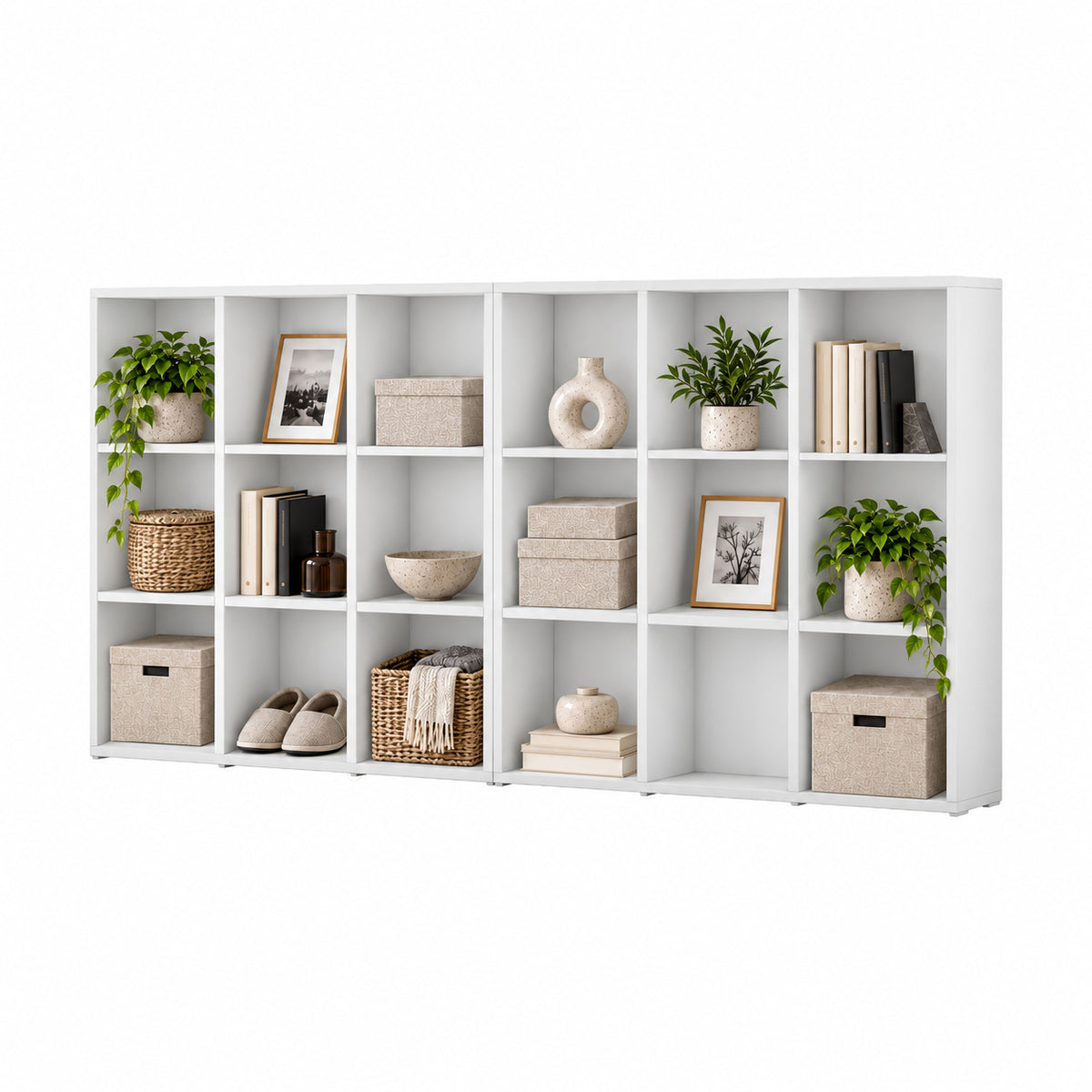 Rani HC148 Kitaplık 12 Raflı Çalışma Odası Kütüphane Modern Duvar Rafı Beyaz