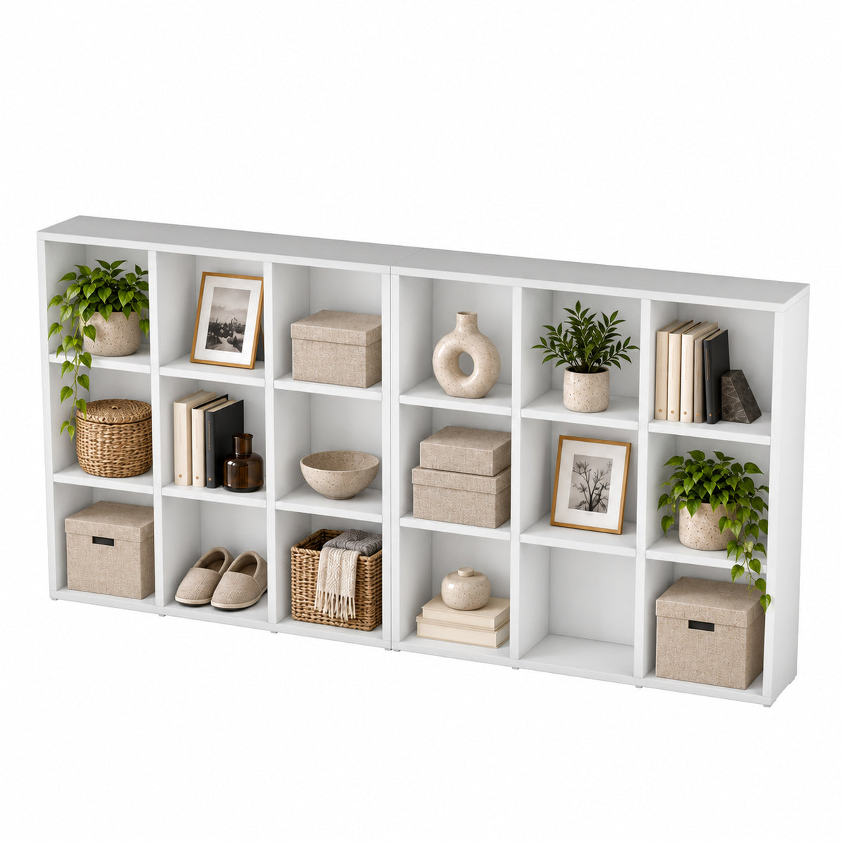 Rani HC148 Kitaplık 12 Raflı Çalışma Odası Kütüphane Modern Duvar Rafı Beyaz