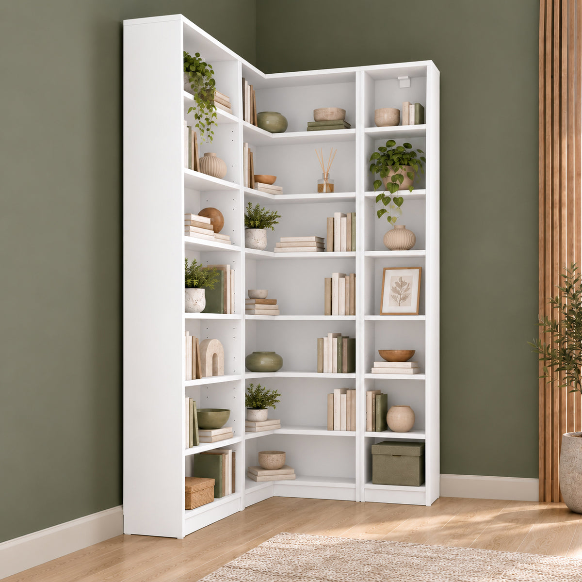 Rani HC150 Kitaplık 18 Raflı Çalışma Odası Kütüphane Modern Duvar Rafı Beyaz
