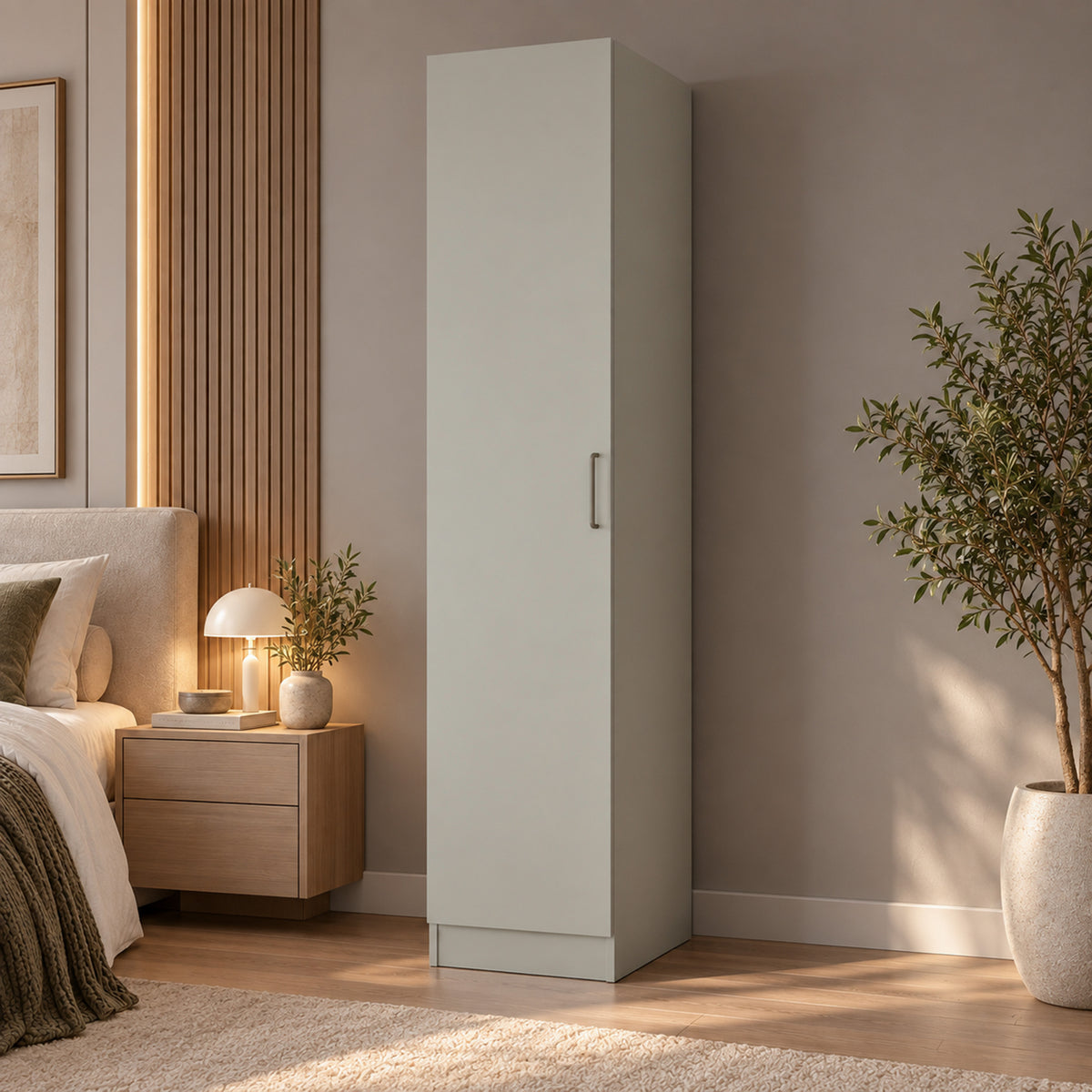 Rani BA427 Gardırop Tek Kapaklı Raflı 2 Askılı Elbise Dolabı Kumtaşı