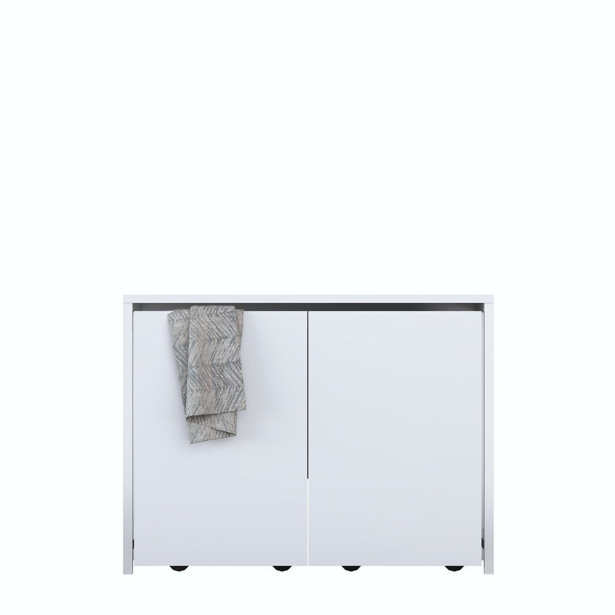 Rani KC128 Tekerlekli Kirli Çamaşır Dolabı 2 Bölmeli Banyo Dolabı Beyaz